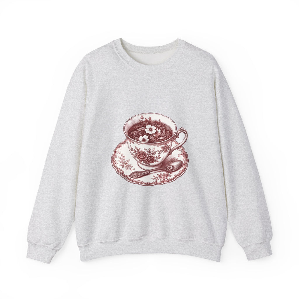Matching Couple Sweatshirt - Coffee & Tea Matching Couple Comfort Colors Crew Hand-Drawn Art His Hers Anniversary Gift - Design B