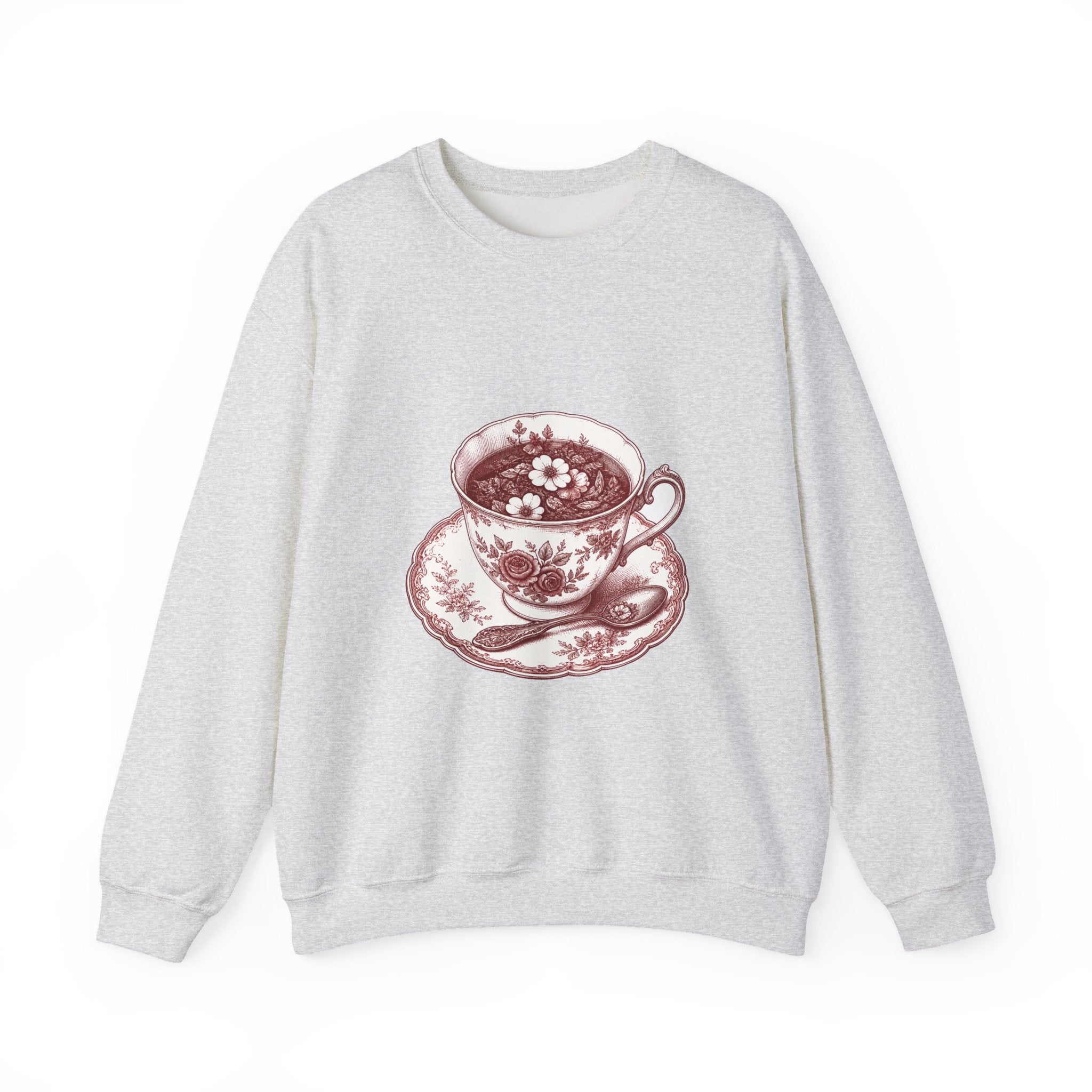 Matching Couple Sweatshirt - Coffee & Tea Matching Couple Comfort Colors Crew Hand-Drawn Art His Hers Anniversary Gift - Design B