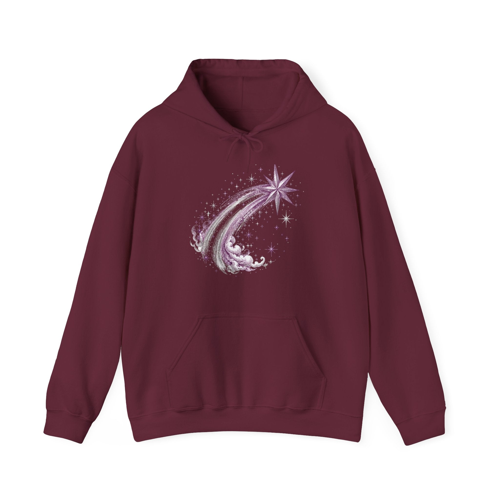 Matching Couple Sweatshirt - Shooting Star & North Star Matching Couple Hooded Sweatshirt Vintage Art His Hers Wedding Gift - Design A