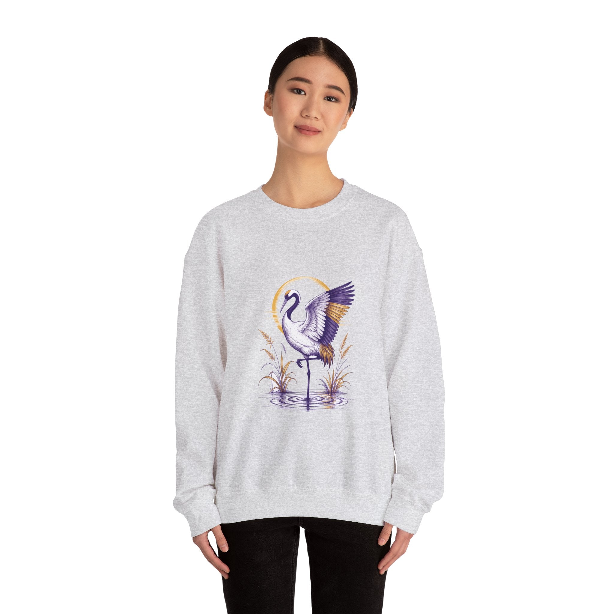 Matching Couple Sweatshirt - Tiger & Crane Matching Couple Premium Fleece Sweatshirt Hand-Drawn Art His Hers Anniversary Gift - Design B
