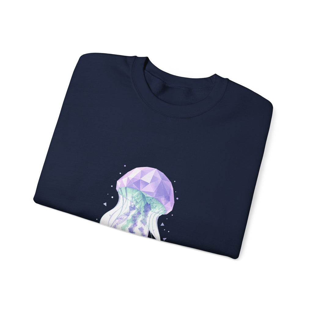 Matching Couple Sweatshirt - Octopus & Jellyfish Matching Couple Crewneck Sweatshirt Geometric Art His Hers Couple Gift - Design B