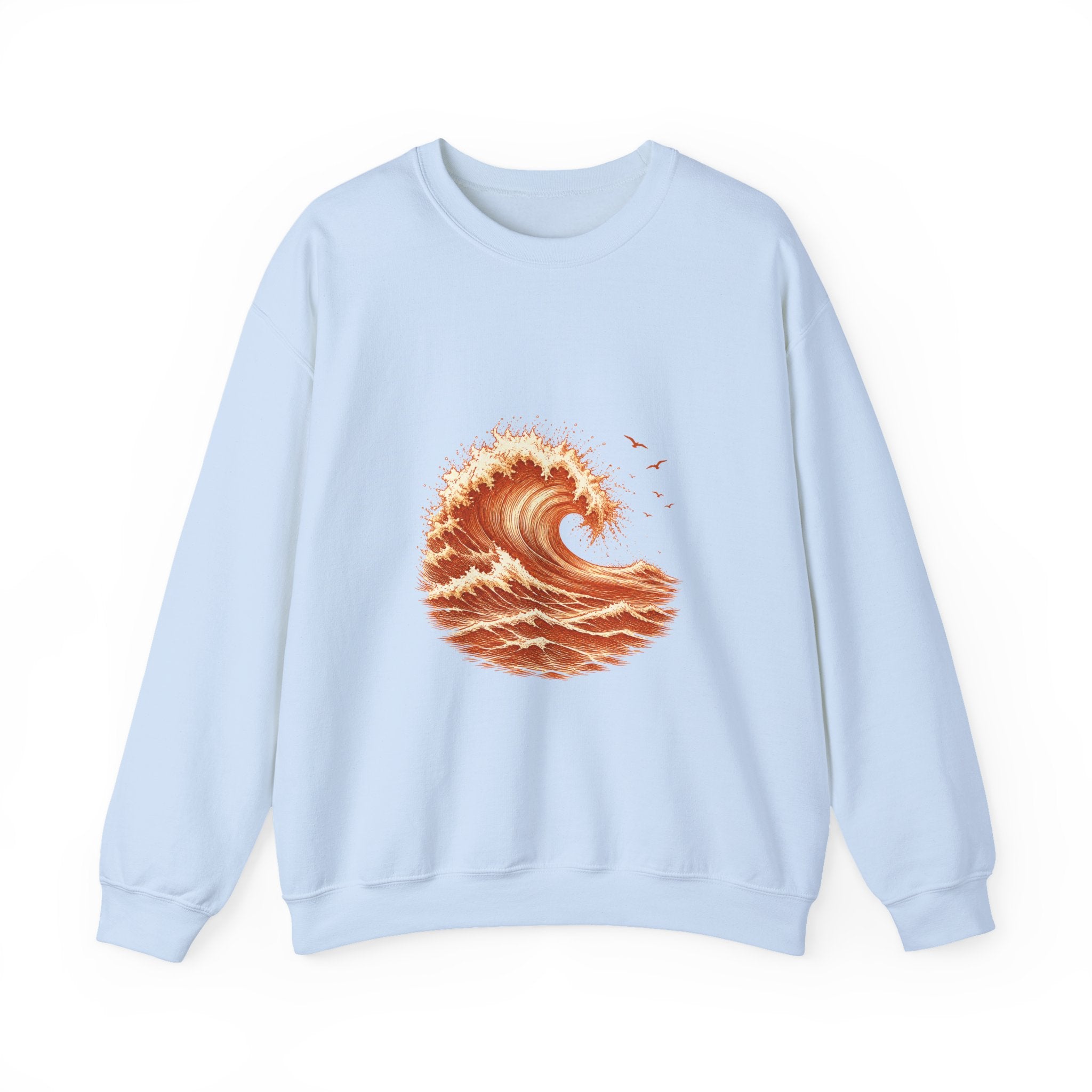 Matching Couple Sweatshirt - Mountain & Ocean Matching Couple Premium Fleece Sweatshirt Hand-Drawn Art His Hers Anniversary Gift - Design B