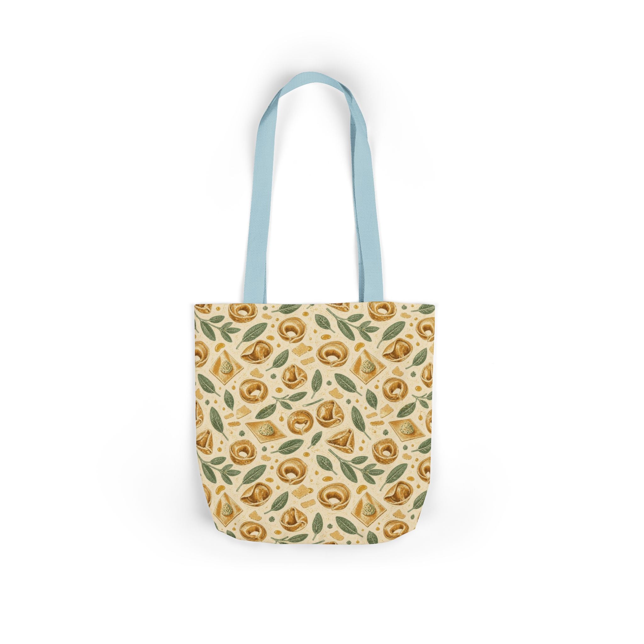 Tortellini with Sage Canvas Tote Bag Mediterranean Kitchen Linocut Design Italian Cottagecore Gift