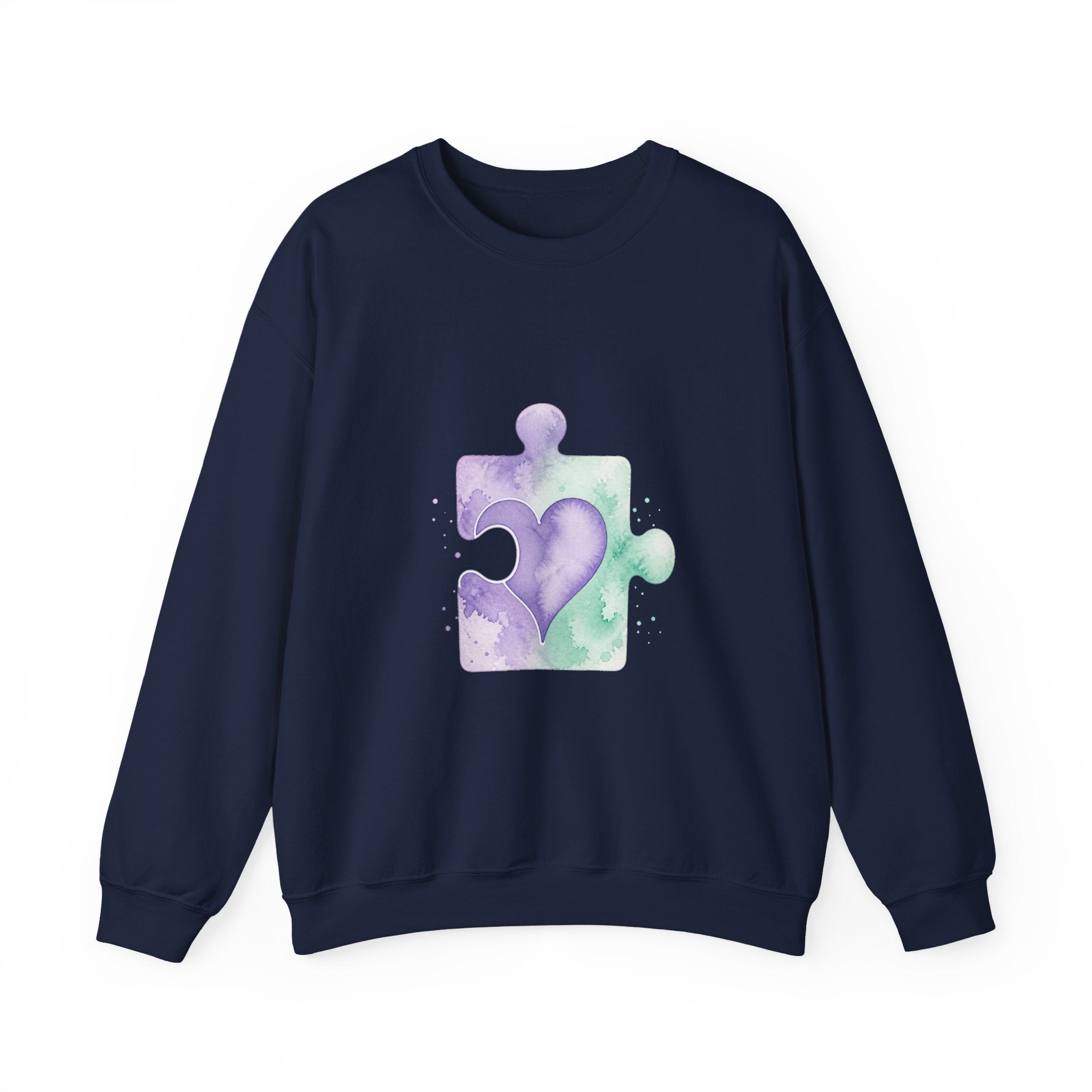 Matching Couple Sweatshirt - Puzzle Pieces Matching Couple Comfort Colors Crew Watercolor Art His Hers Birthday Gift - Design B