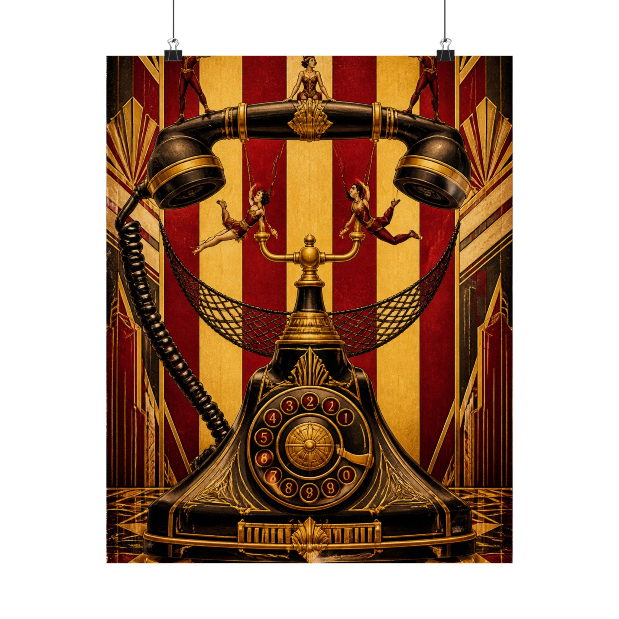 Vintage Telephone Booth Wall Art Poster 18×24 Art Deco Entryway Decor Maximalist Print