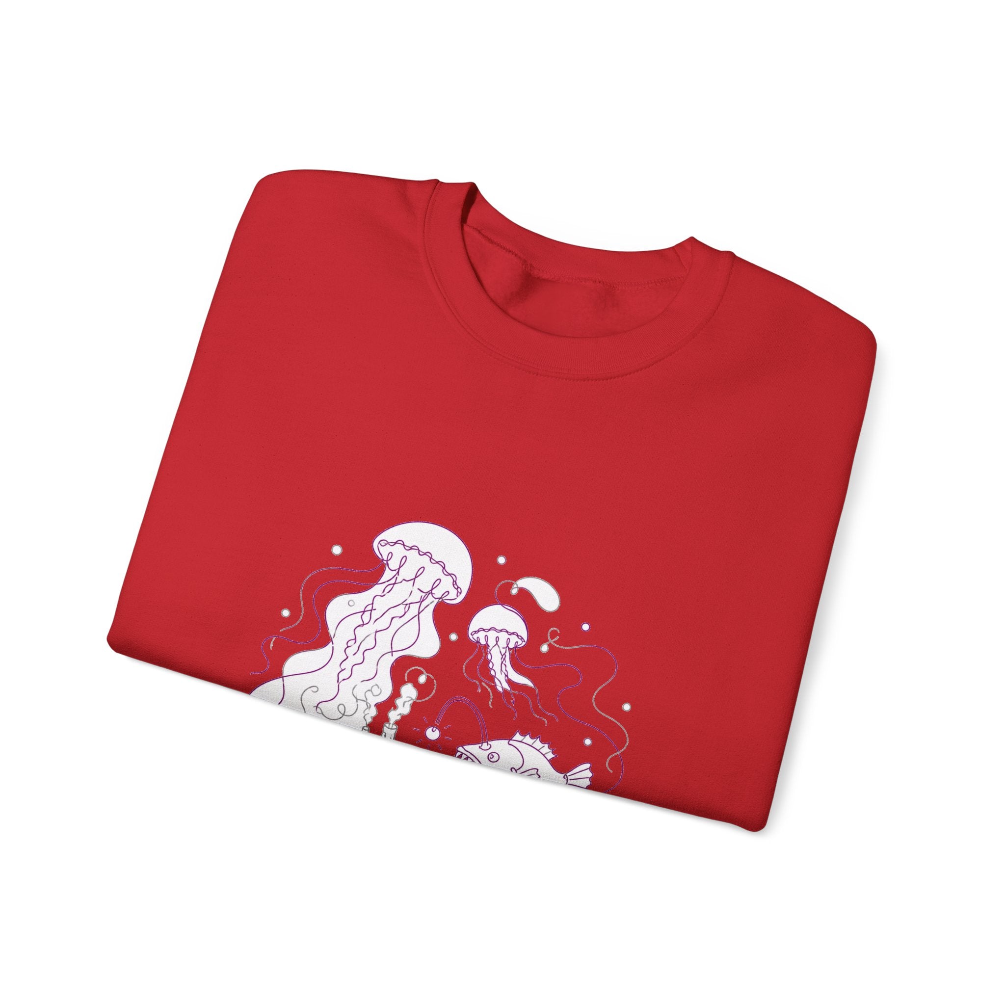 Matching Couple Sweatshirt - Coral Reef & Deep Sea Matching Couple Premium Fleece Sweatshirt Minimalist Art His Hers Christmas Gift - Design B