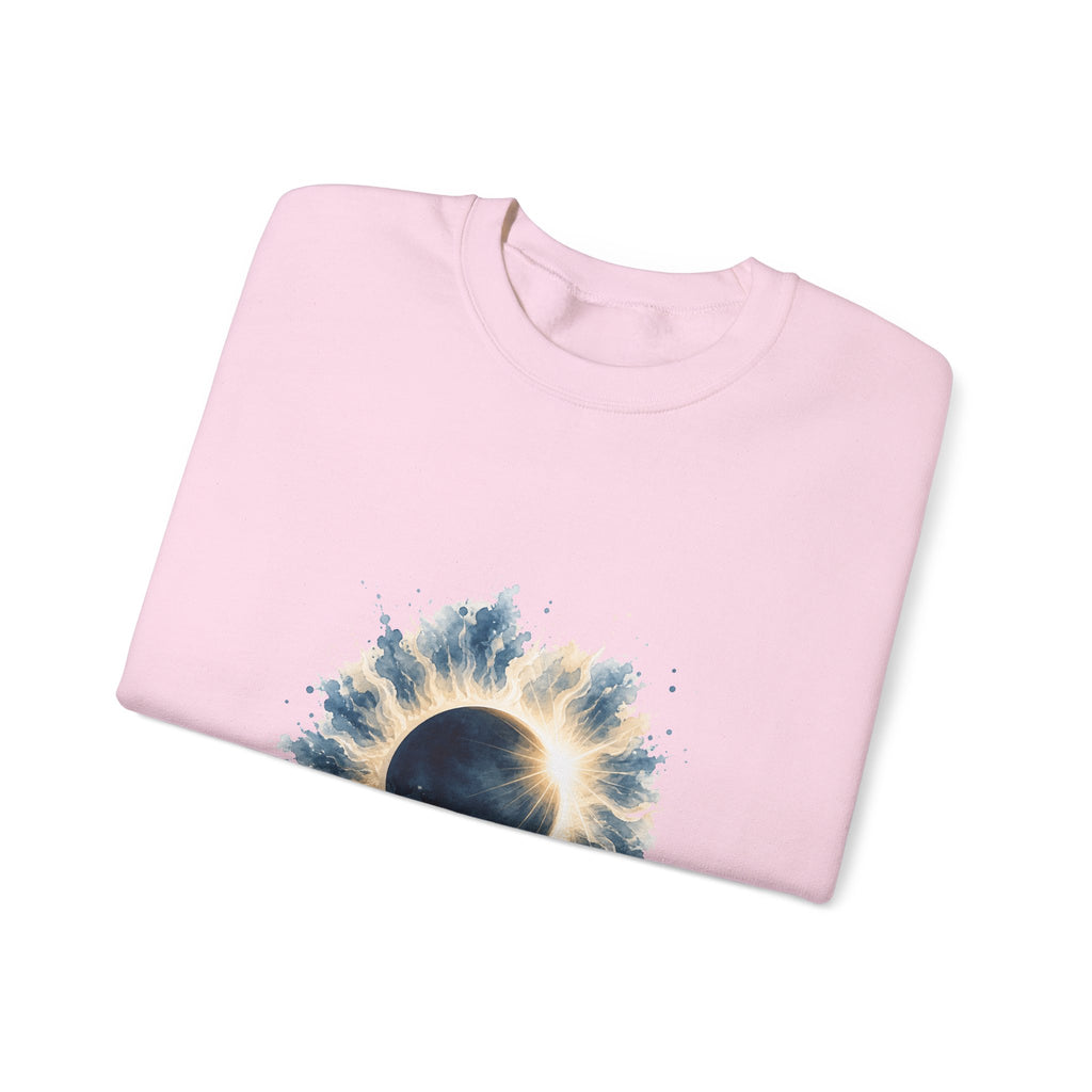 Matching Couple Sweatshirt - Solar & Lunar Eclipse Matching Couple Comfort Colors Crew Watercolor Art His Hers Birthday Gift - Design A
