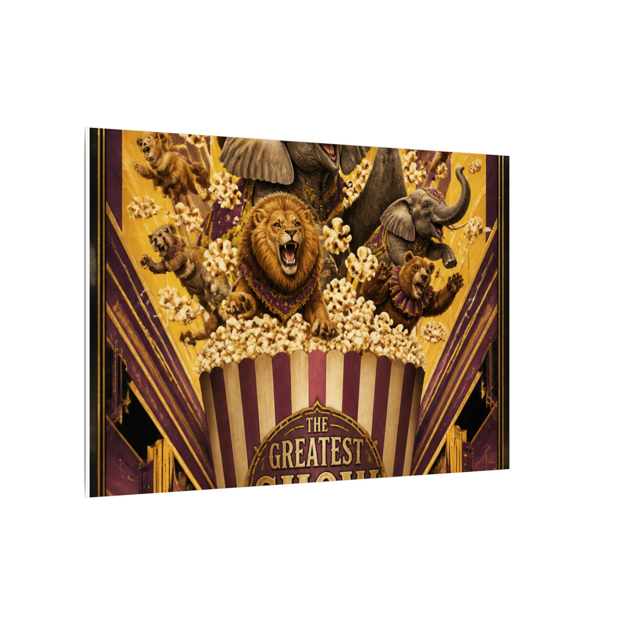 Popcorn Box Animals Wall Art Canvas 24×36 Art Deco Bar Area Decor Maximalist Print