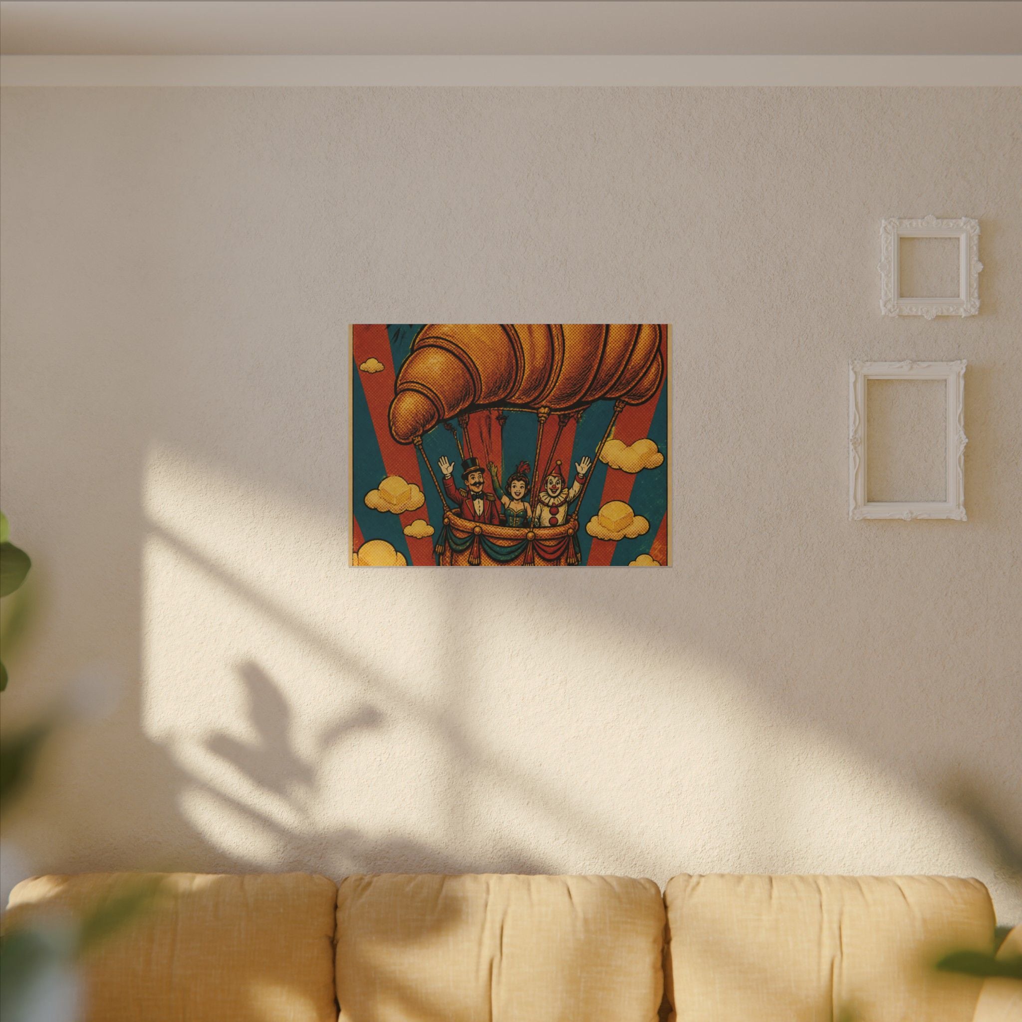 Croissant Hot Air Balloon Wall Art Canvas 16×20 Pop Art Living Room Decor Maximalist Print