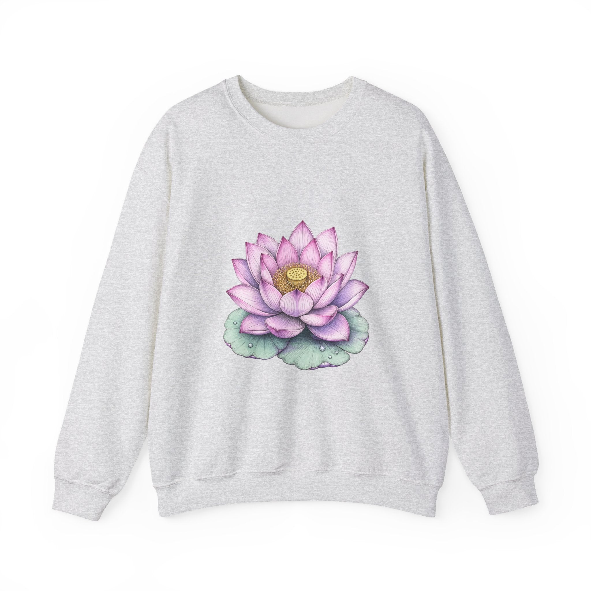 Matching Couple Sweatshirt - Open & Closed Lotus Matching Couple Crewneck Sweatshirt Hand-Drawn Art His Hers Best Friend Gift - Design A