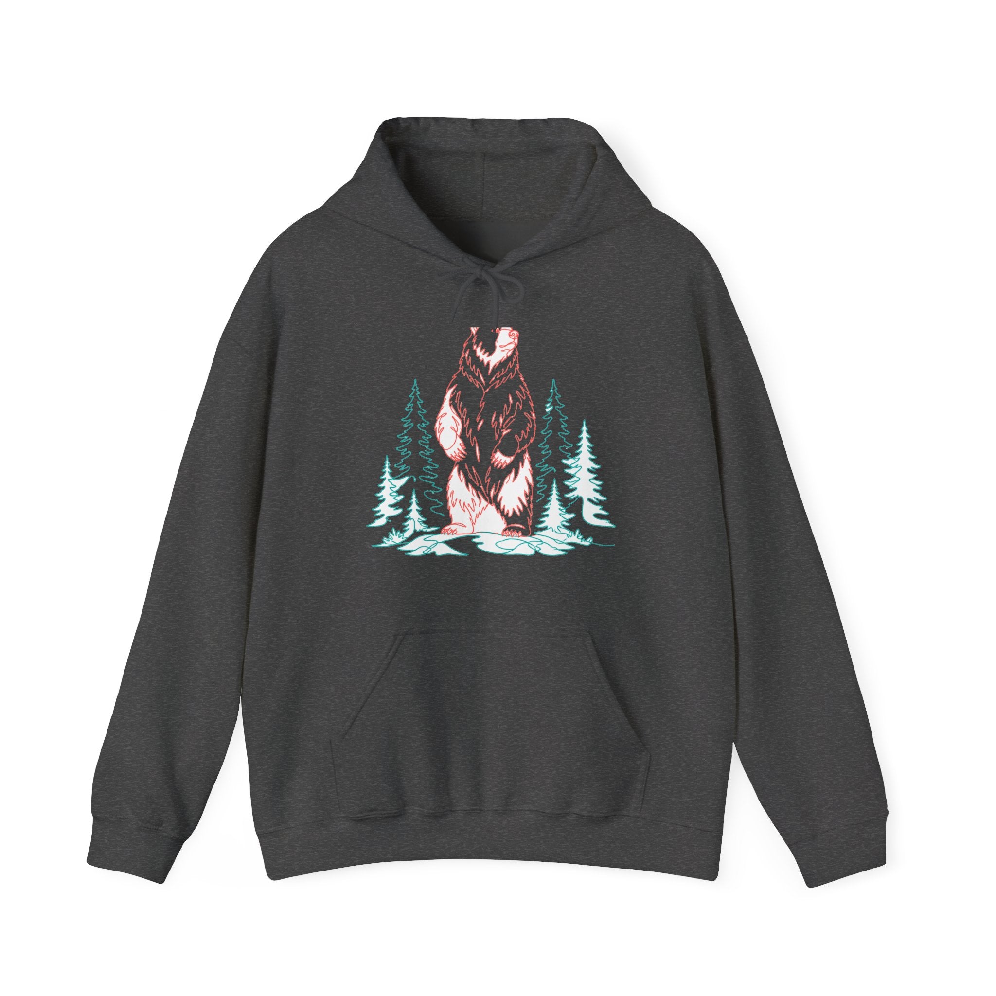 Matching Couple Sweatshirt - Bear & Deer Matching Couple Hooded Sweatshirt Minimalist Art His Hers Valentine Gift - Design A