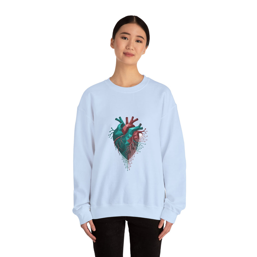 Matching Couple Sweatshirt - Robot & Heart Matching Couple Comfort Colors Crew Geometric Art His Hers Love Gift - Design B