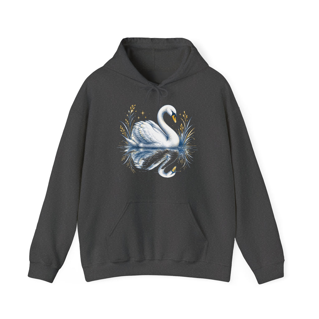 Matching Couple Sweatshirt - Raven & Swan Matching Couple Hooded Sweatshirt Hand-Drawn Art His Hers Best Friend Gift - Design B