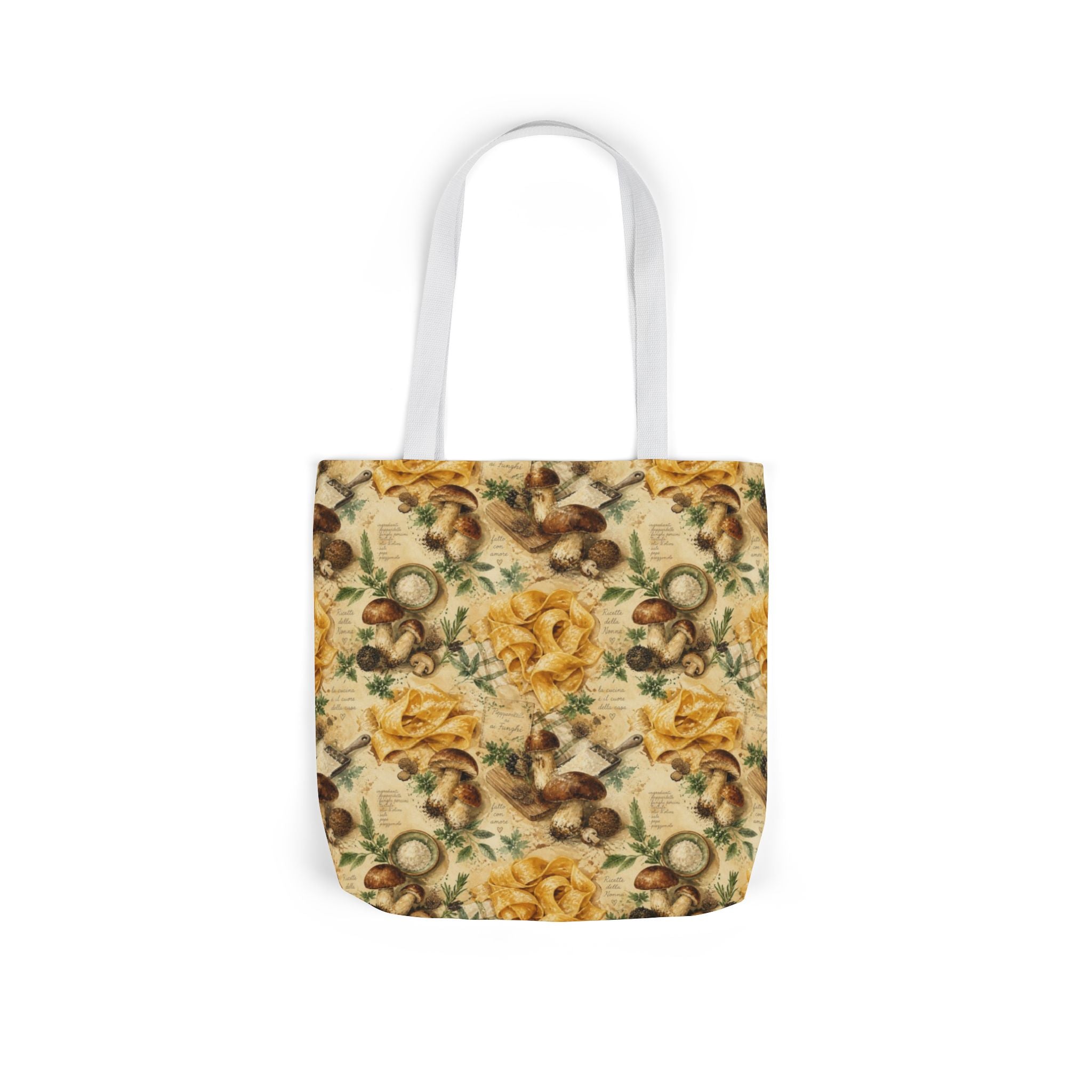 Pappardelle Ribbons Canvas Tote Bag Mediterranean Kitchen Watercolor Splash Design Italian Cottagecore Gift