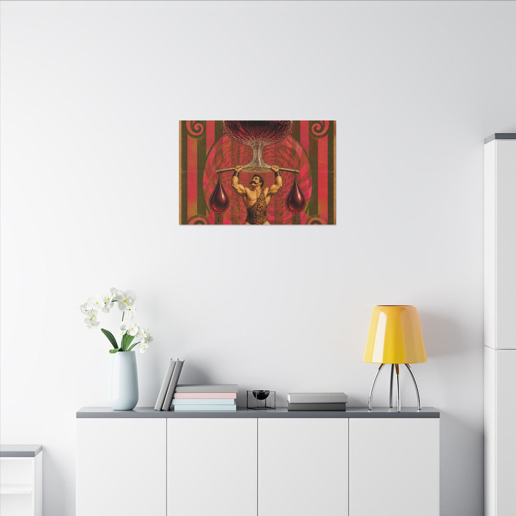 Wine Glass Strongman Wall Art Canvas 24×36 Psychedelic Dining Room Decor Maximalist Print