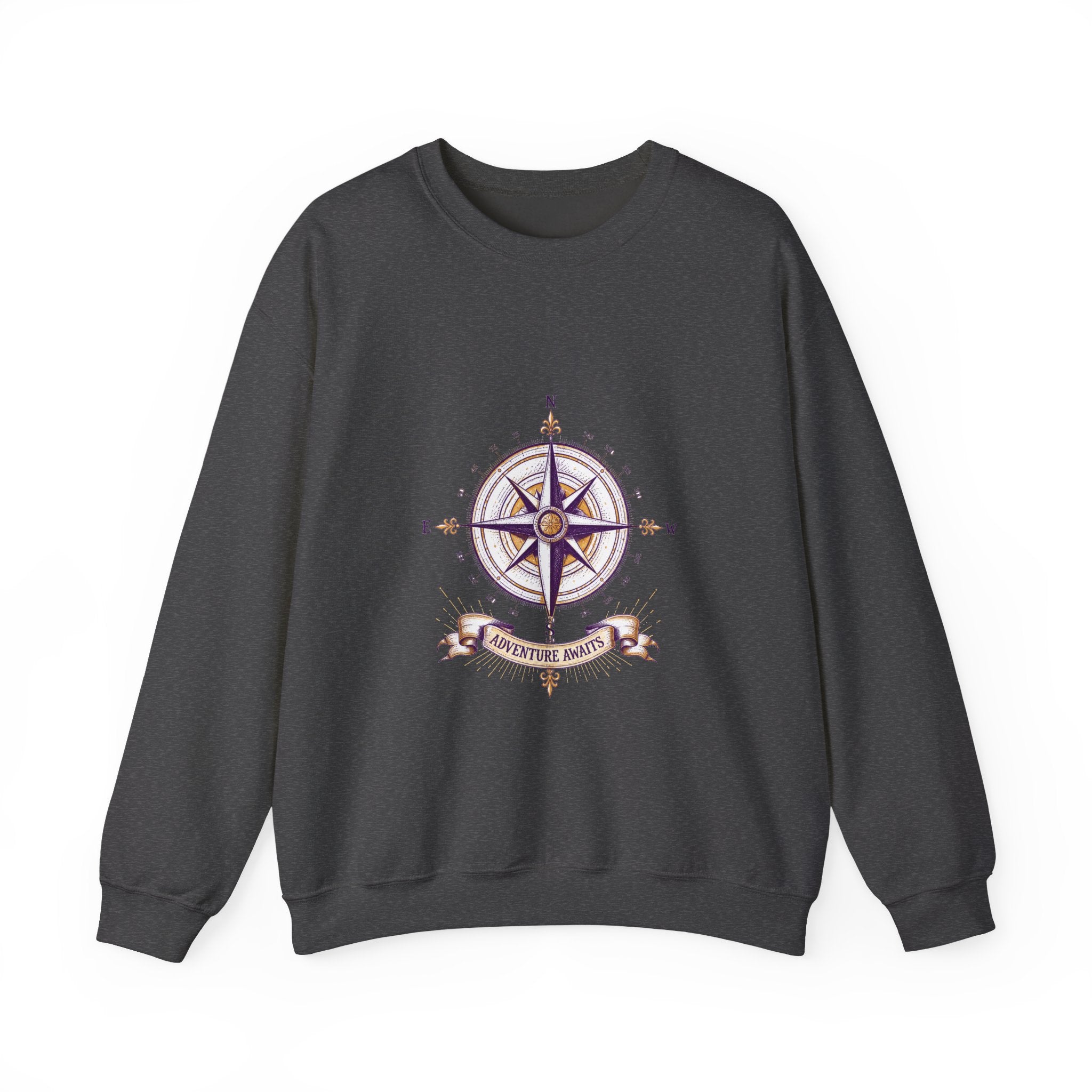 Matching Couple Sweatshirt - Compass North & South Matching Couple Comfort Colors Crew Hand-Drawn Art His Hers Anniversary Gift - Design B