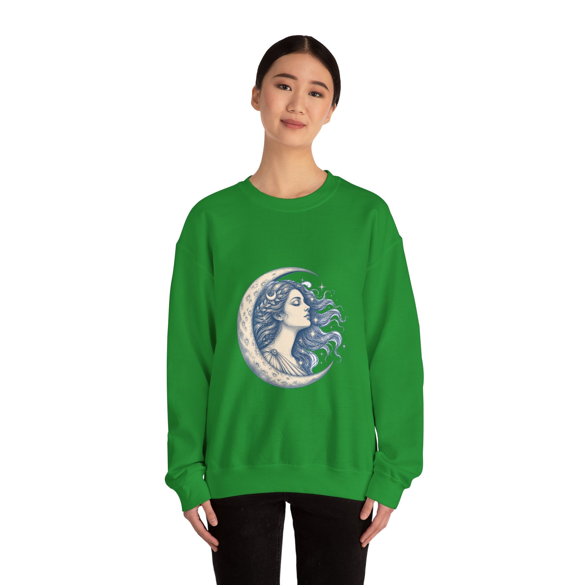 Matching Couple Sweatshirt - Helios & Selene Matching Couple Premium Fleece Sweatshirt Hand-Drawn Art His Hers Anniversary Gift - Design B