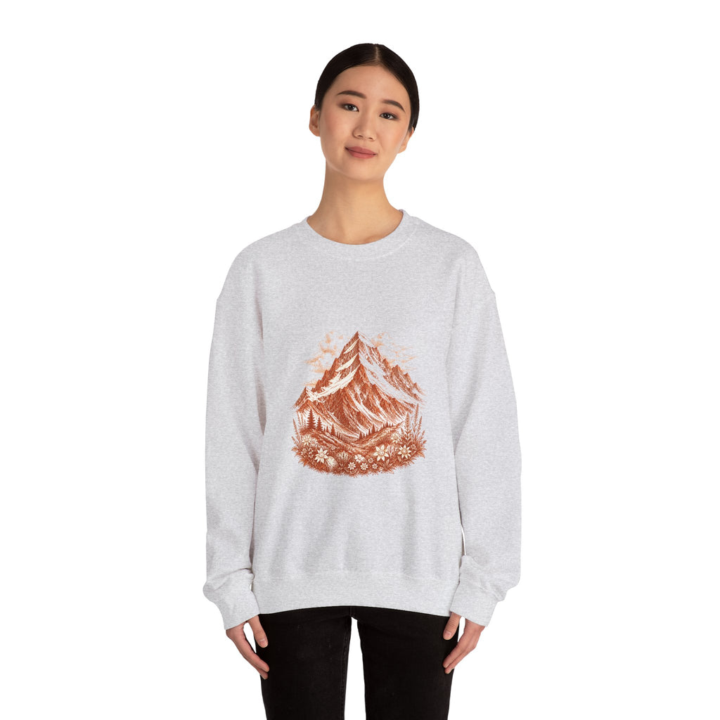 Matching Couple Sweatshirt - Mountain & Ocean Matching Couple Premium Fleece Sweatshirt Hand-Drawn Art His Hers Anniversary Gift - Design A