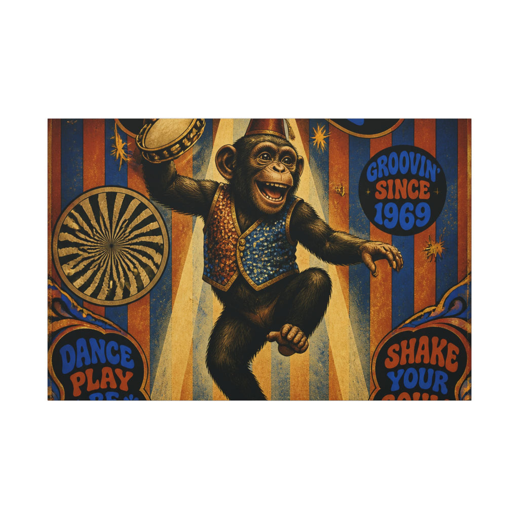 Dancing Monkey Wall Art Canvas 24×36 Psychedelic Dining Room Decor Maximalist Print