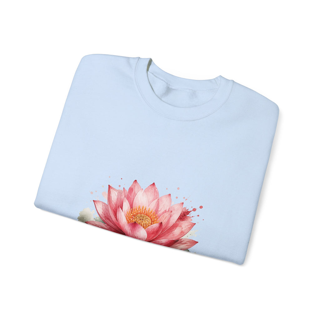Matching Couple Sweatshirt - Open & Closed Lotus Matching Couple Crewneck Sweatshirt Watercolor Art His Hers Engagement Gift - Design A
