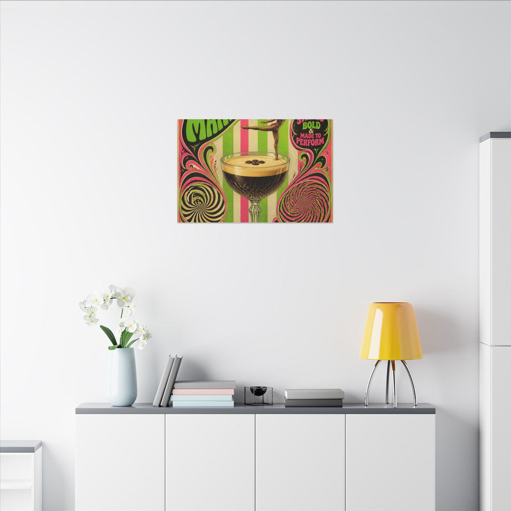 Espresso Martini Acrobat Wall Art Canvas 24×36 Psychedelic Dining Room Decor Maximalist Print