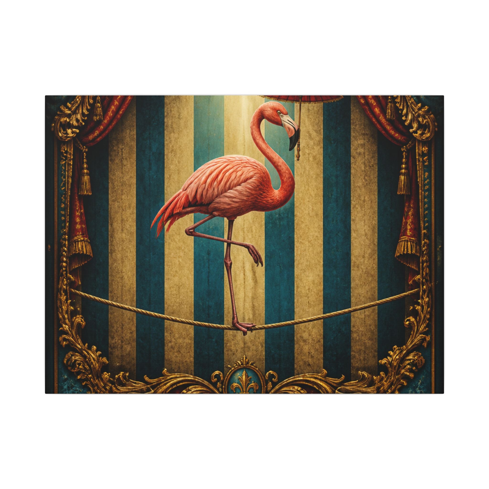 Flamingo Tightrope Wall Art Canvas 24×36 Baroque Studio Decor Maximalist Print