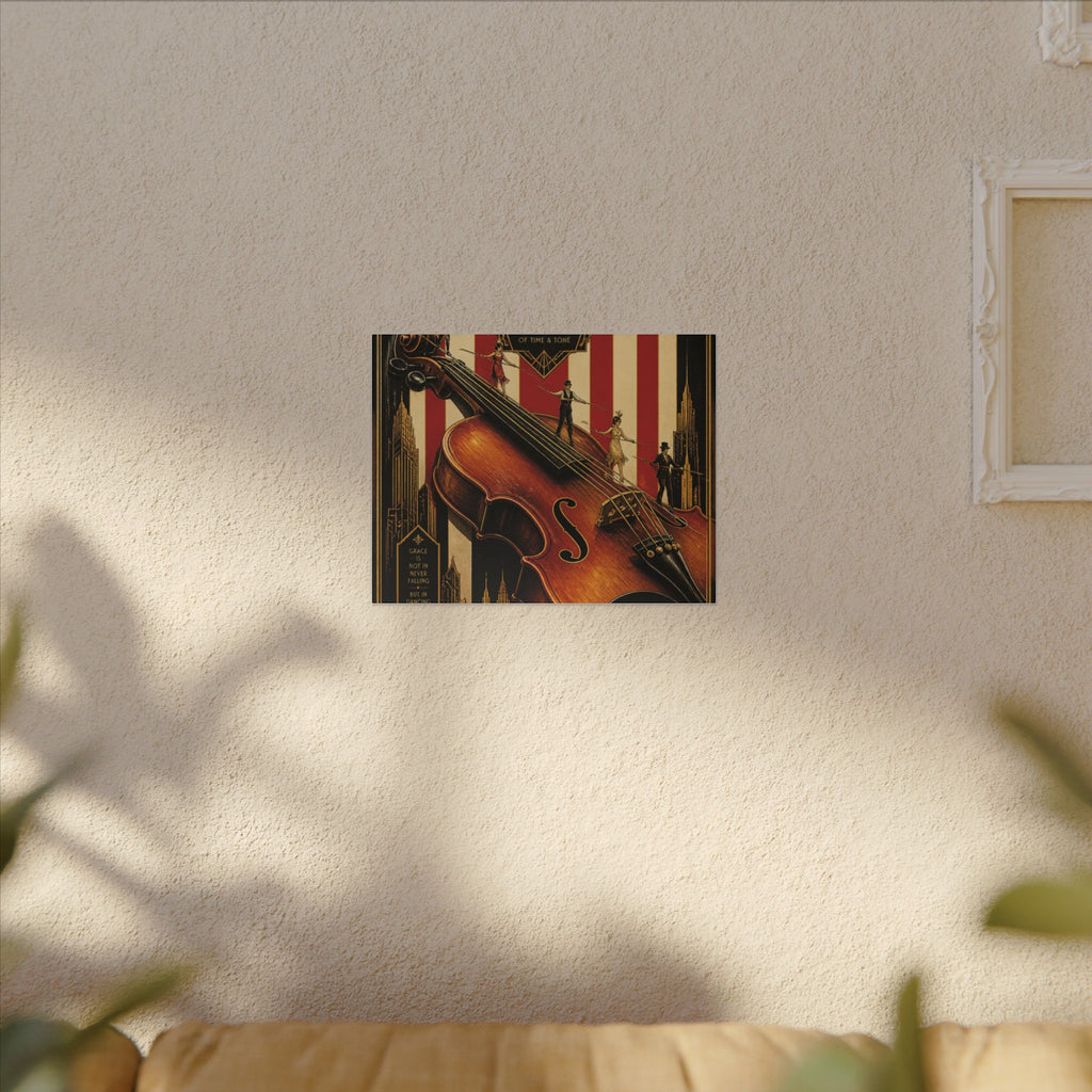 Violin Tightrope Bridge Wall Art Canvas 16×20 Art Deco Entryway Decor Maximalist Print