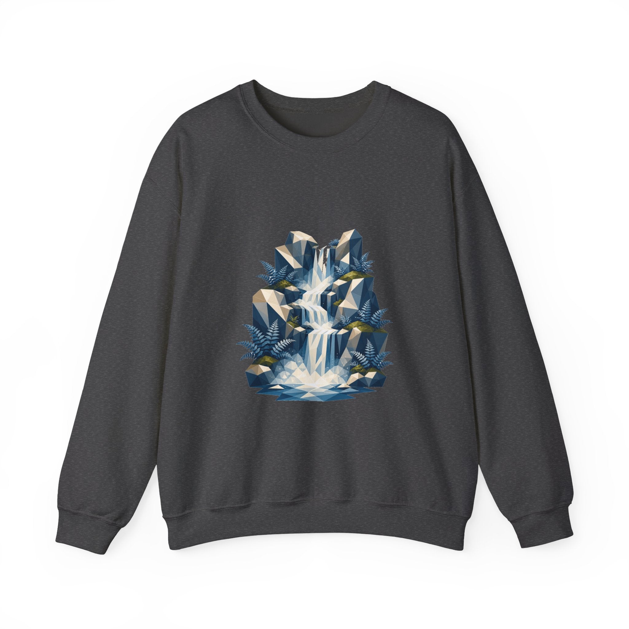 Matching Couple Sweatshirt - Wildfire & Waterfall Matching Couple Crewneck Sweatshirt Geometric Art His Hers Couple Gift - Design B