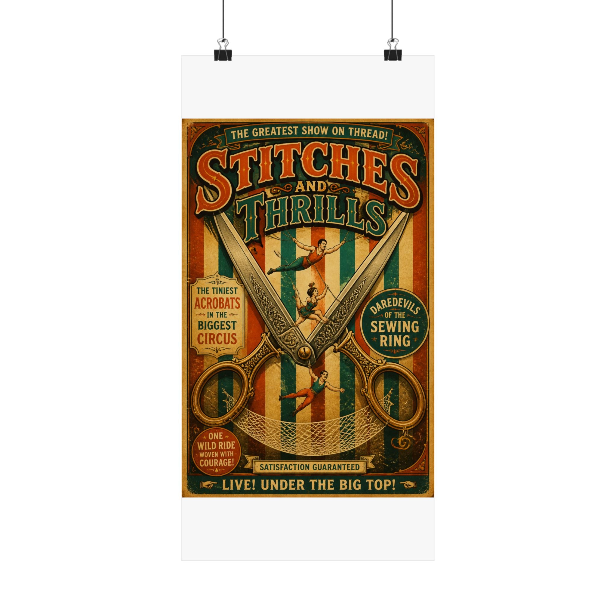 Giant Scissors Trapeze Wall Art Poster 24×36 Vintage Circus Bedroom Decor Maximalist Print
