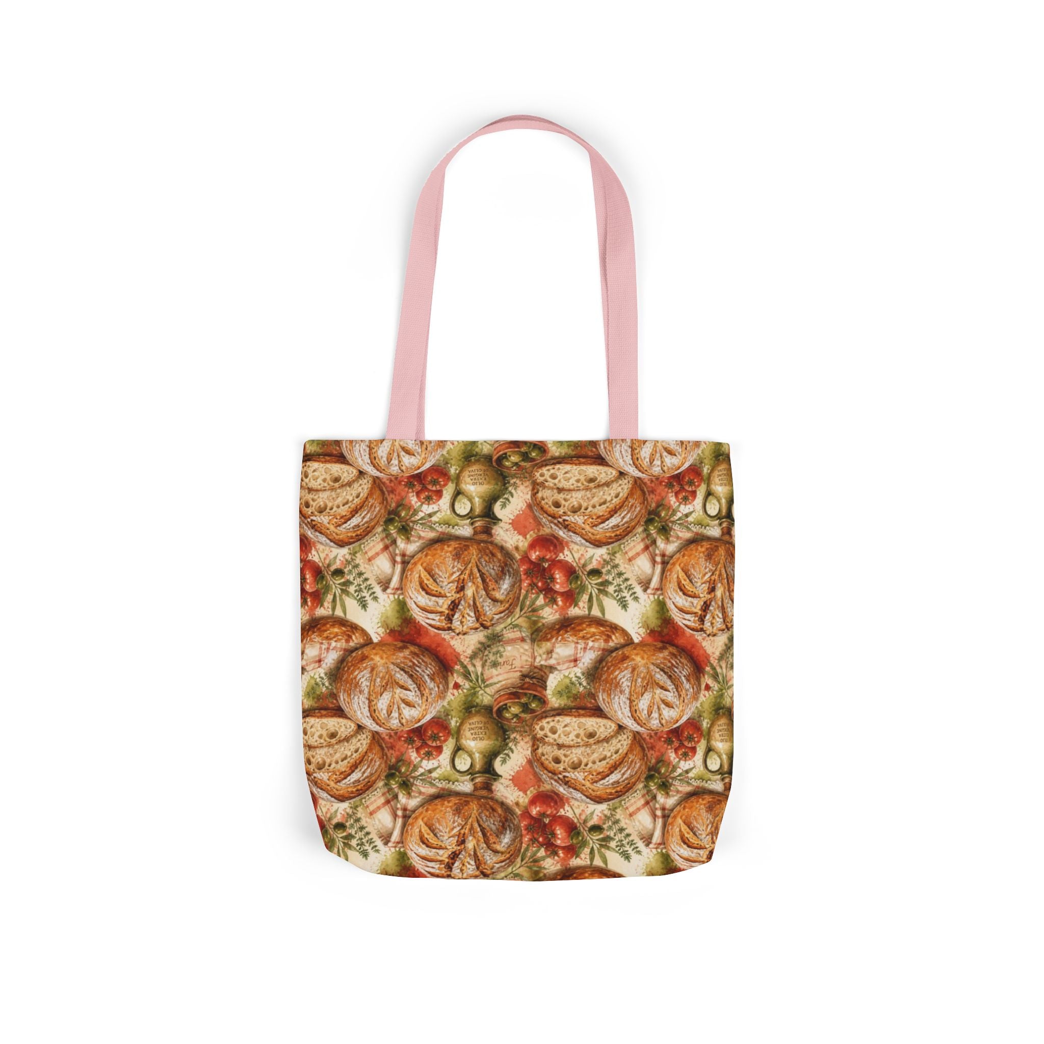 Rustic Sourdough Bread Canvas Tote Bag Mediterranean Kitchen Watercolor Splash Design Italian Cottagecore Gift