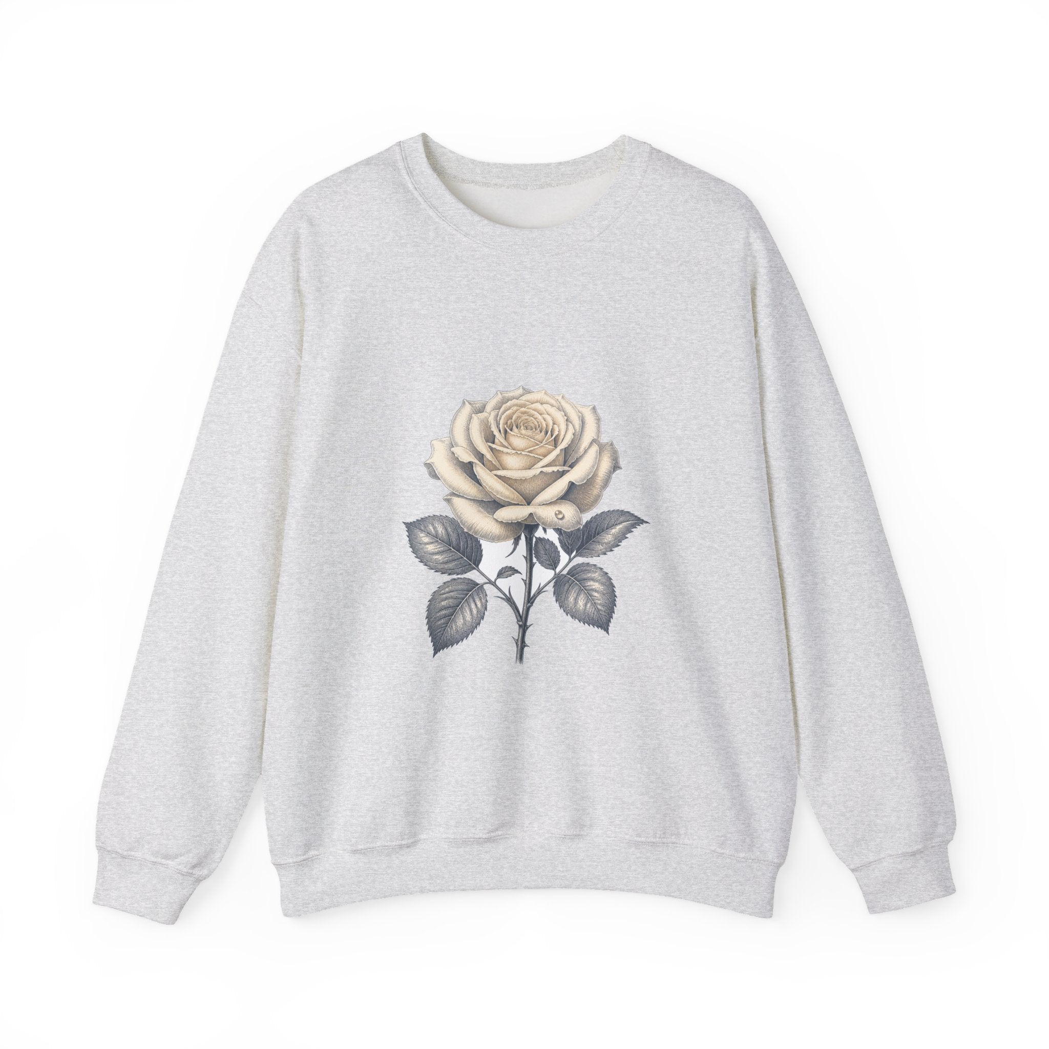 Matching Couple Sweatshirt - Rose & Thorn Matching Couple Crewneck Sweatshirt Vintage Art His Hers Wedding Gift - Design A