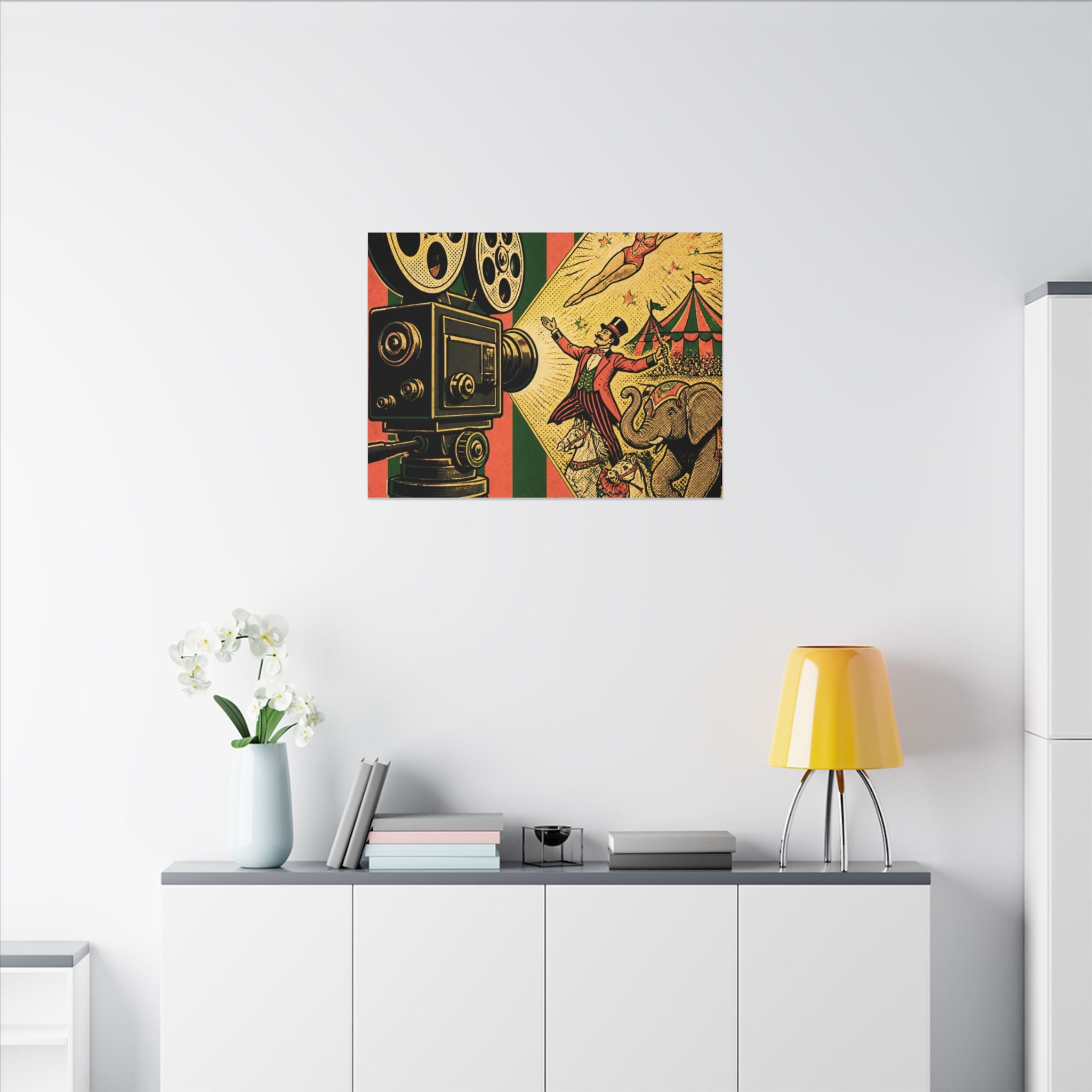 Film Camera Projector Show Wall Art Canvas 16×20 Pop Art Living Room Decor Maximalist Print
