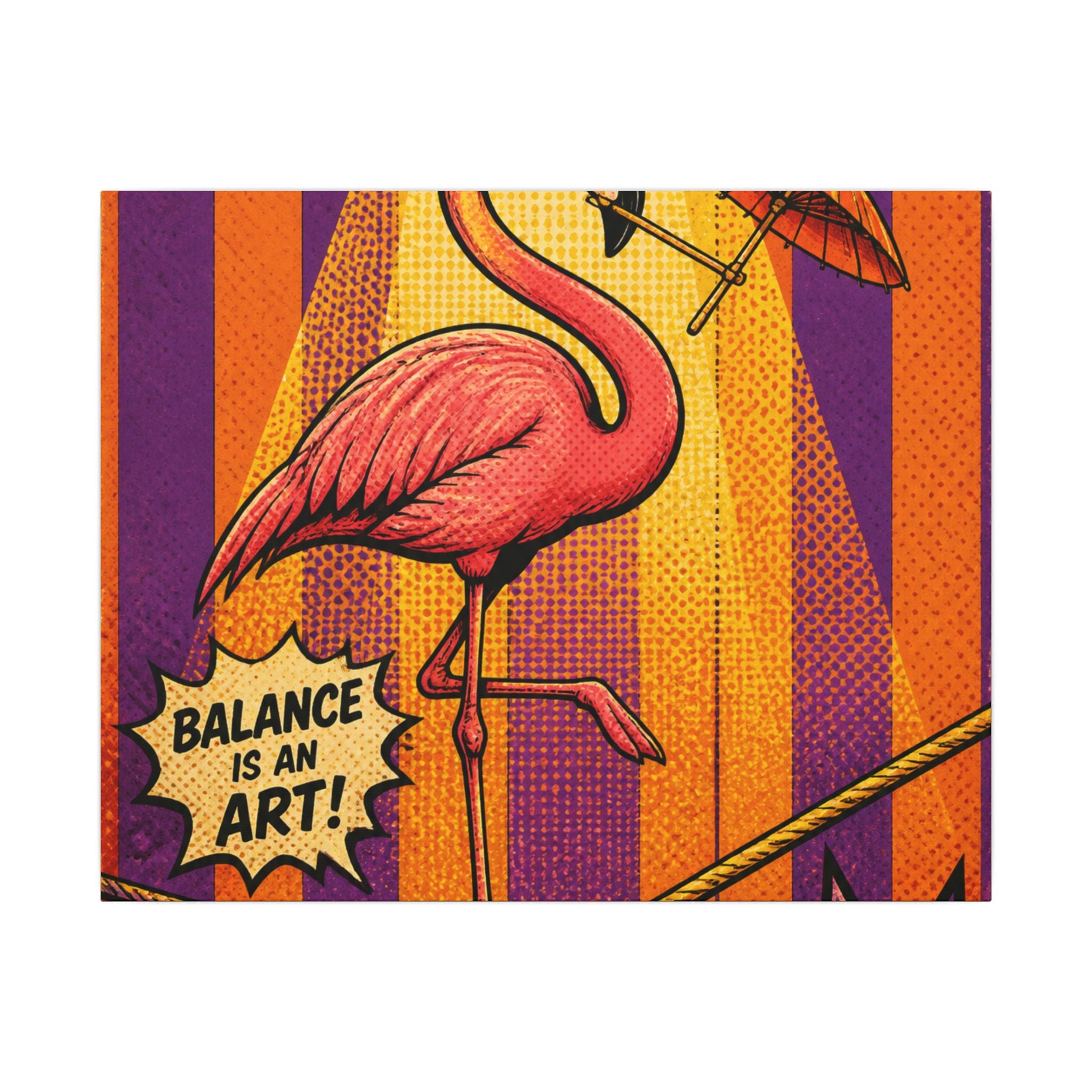 Flamingo Tightrope Wall Art Canvas 24×36 Pop Art Restaurant Decor Maximalist Print