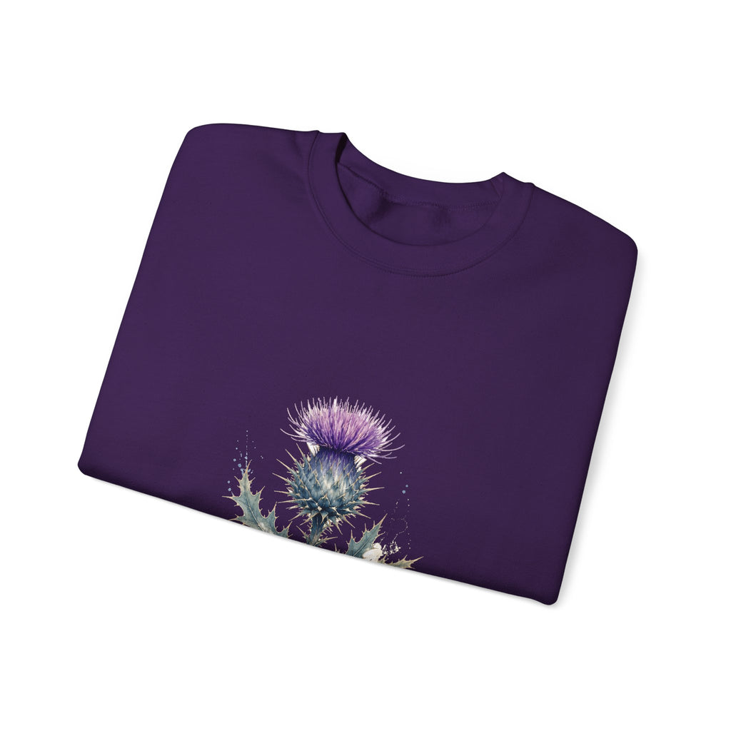 Matching Couple Sweatshirt - Lavender & Thistle Matching Couple Premium Fleece Sweatshirt Watercolor Art His Hers Birthday Gift - Design B