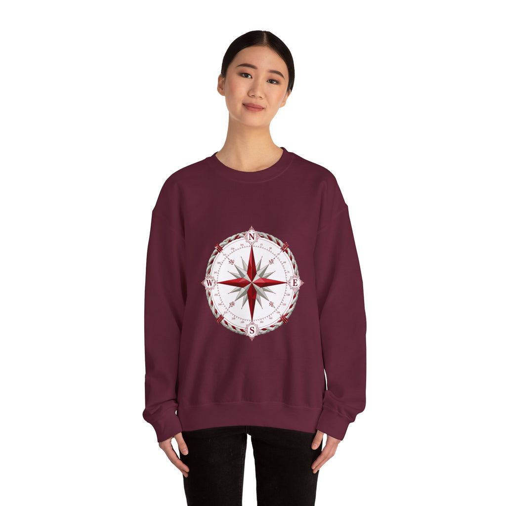 Matching Couple Sweatshirt - Compass North & South Matching Couple Crewneck Sweatshirt Geometric Art His Hers Couple Gift - Design A