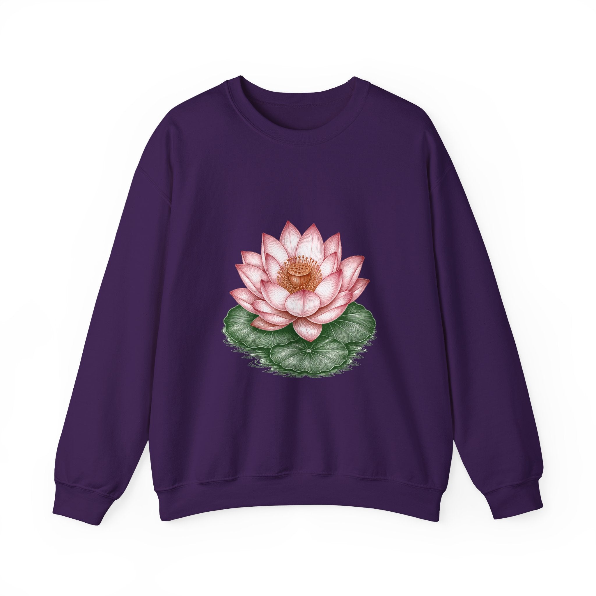 Matching Couple Sweatshirt - Open & Closed Lotus Matching Couple Comfort Colors Crew Vintage Art His Hers Honeymoon Gift - Design A