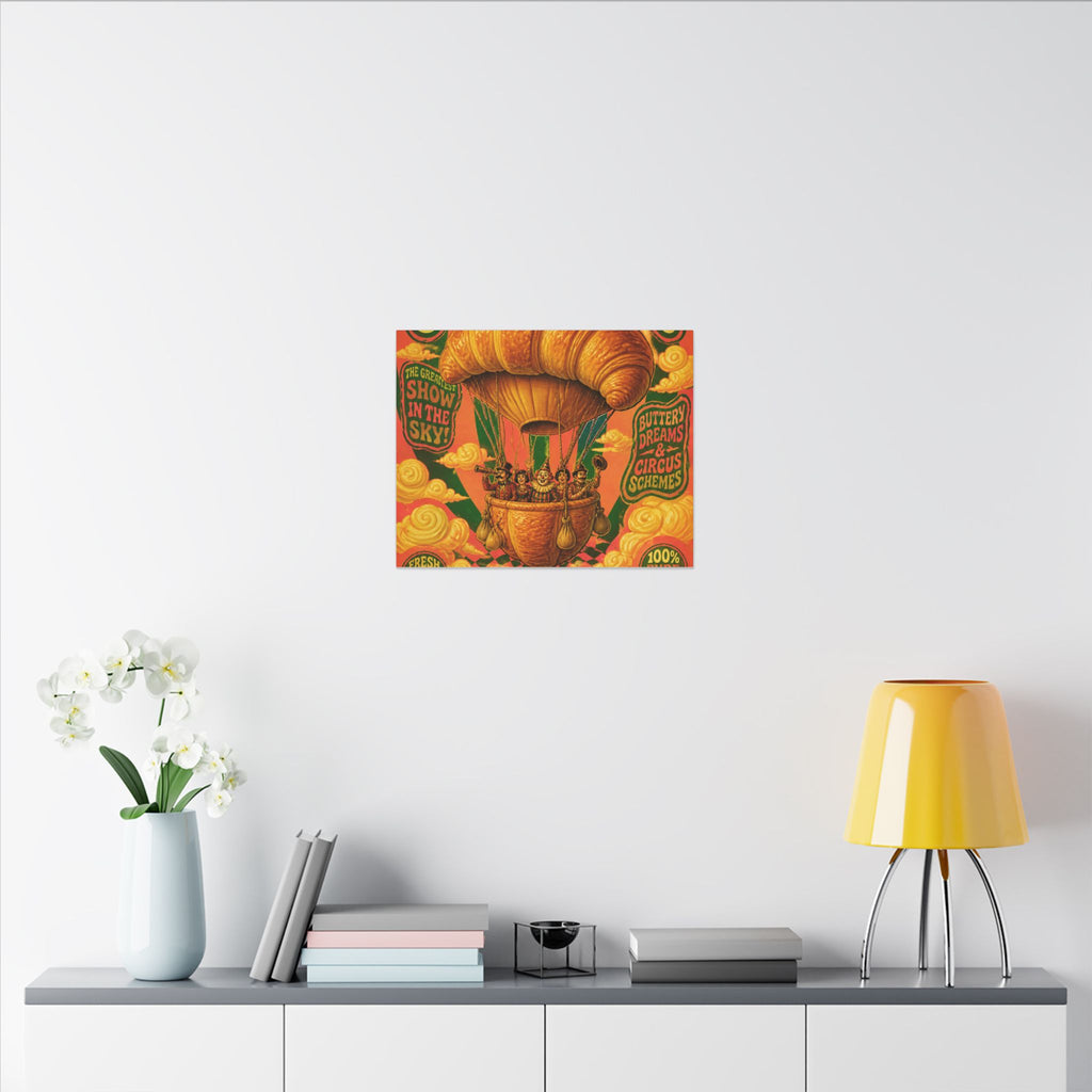 Croissant Hot Air Balloon Wall Art Canvas 24×36 Psychedelic Dining Room Decor Maximalist Print