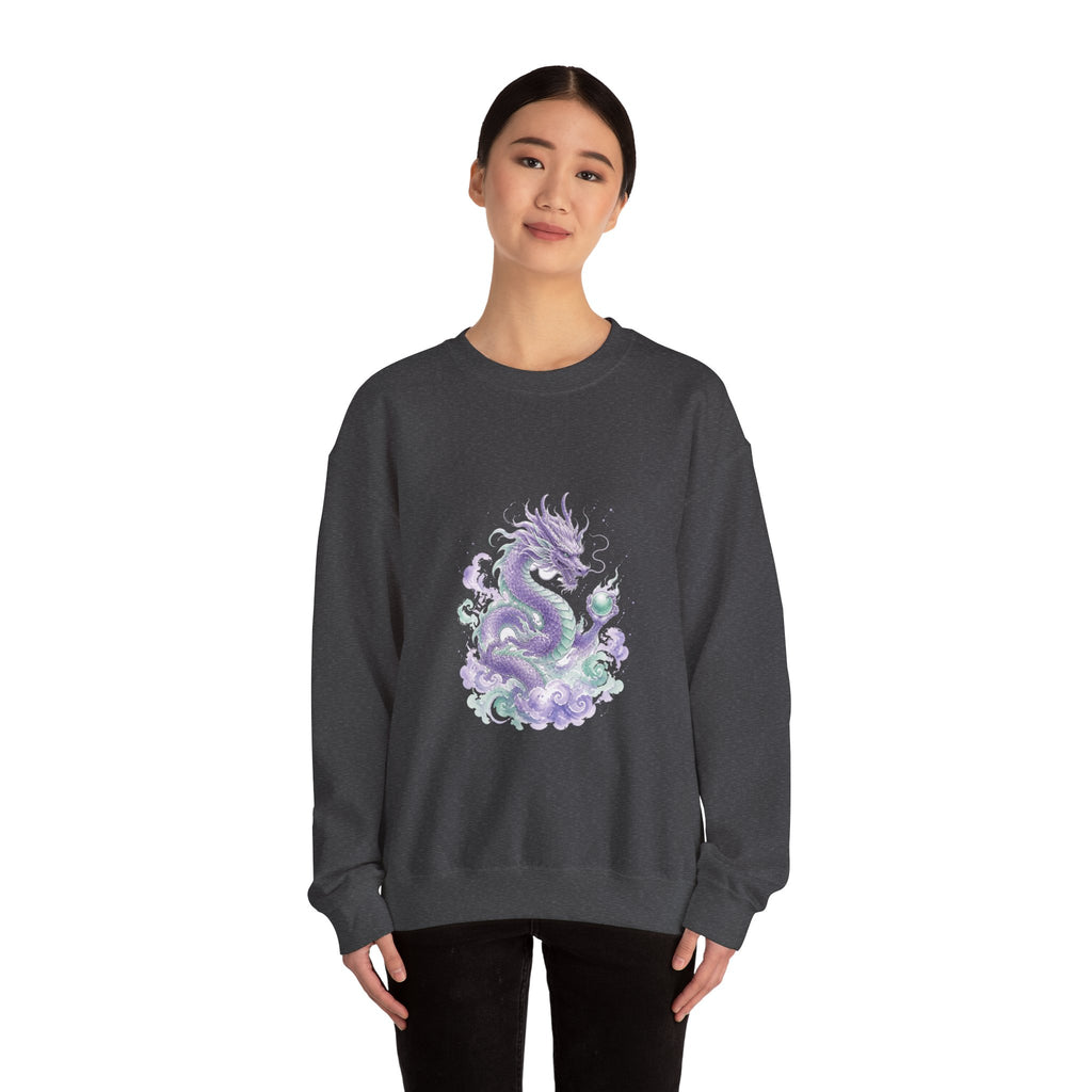 Matching Couple Sweatshirt - Dragon & Phoenix Matching Couple Crewneck Sweatshirt Watercolor Art His Hers Engagement Gift - Design A