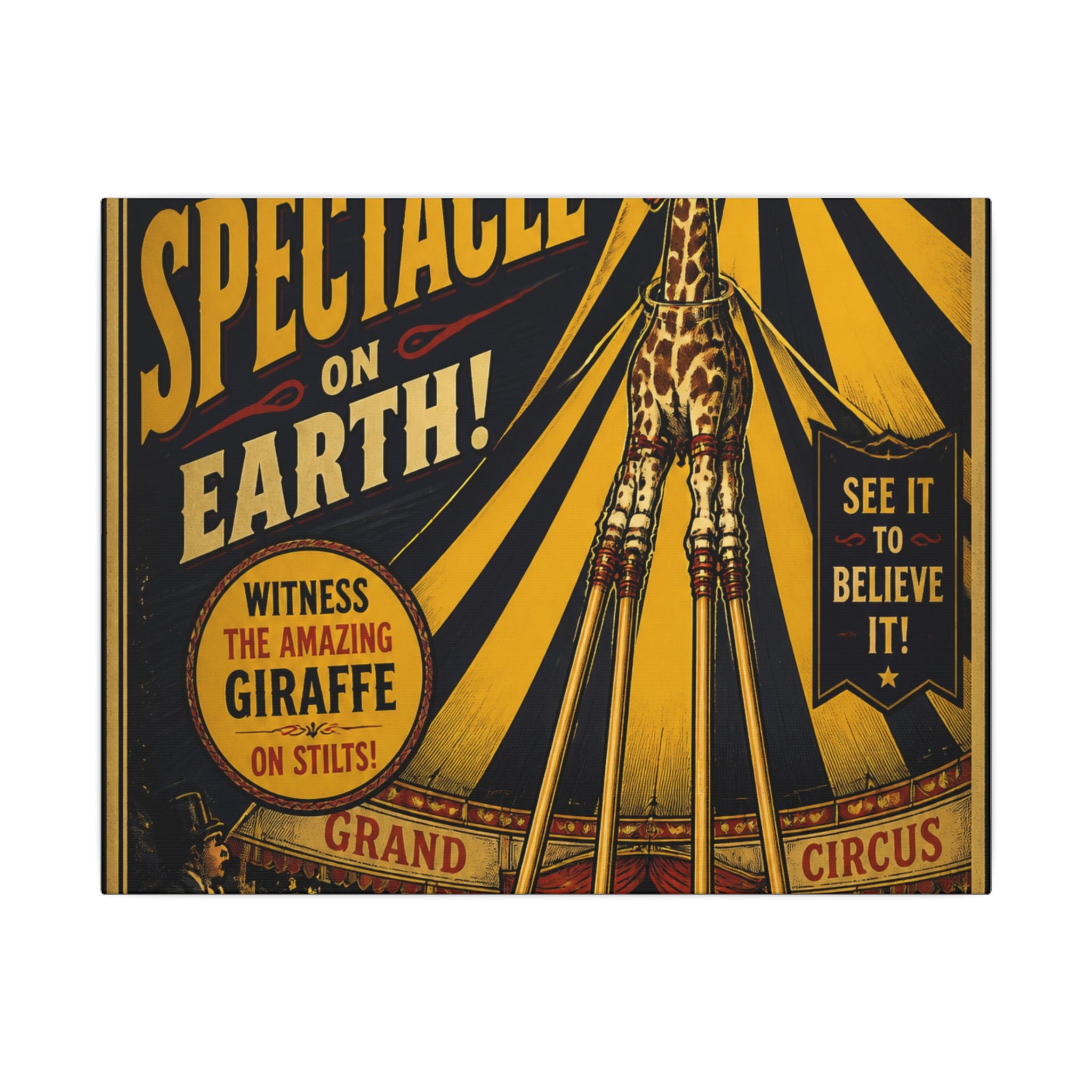 Giraffe on Stilts Wall Art Canvas 16×20 Vintage Circus Kitchen Decor Maximalist Print