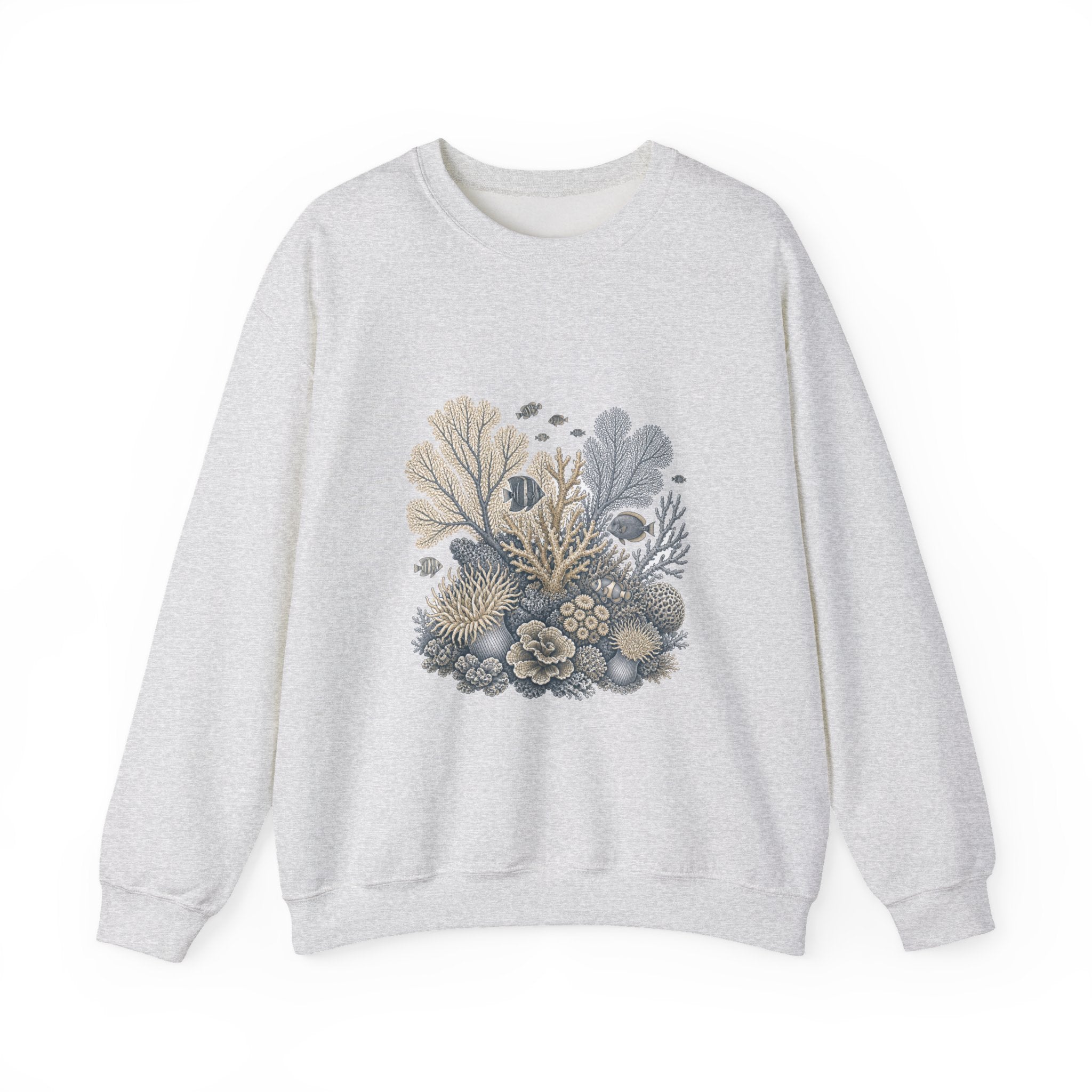 Matching Couple Sweatshirt - Coral Reef & Deep Sea Matching Couple Premium Fleece Sweatshirt Vintage Art His Hers Honeymoon Gift - Design A
