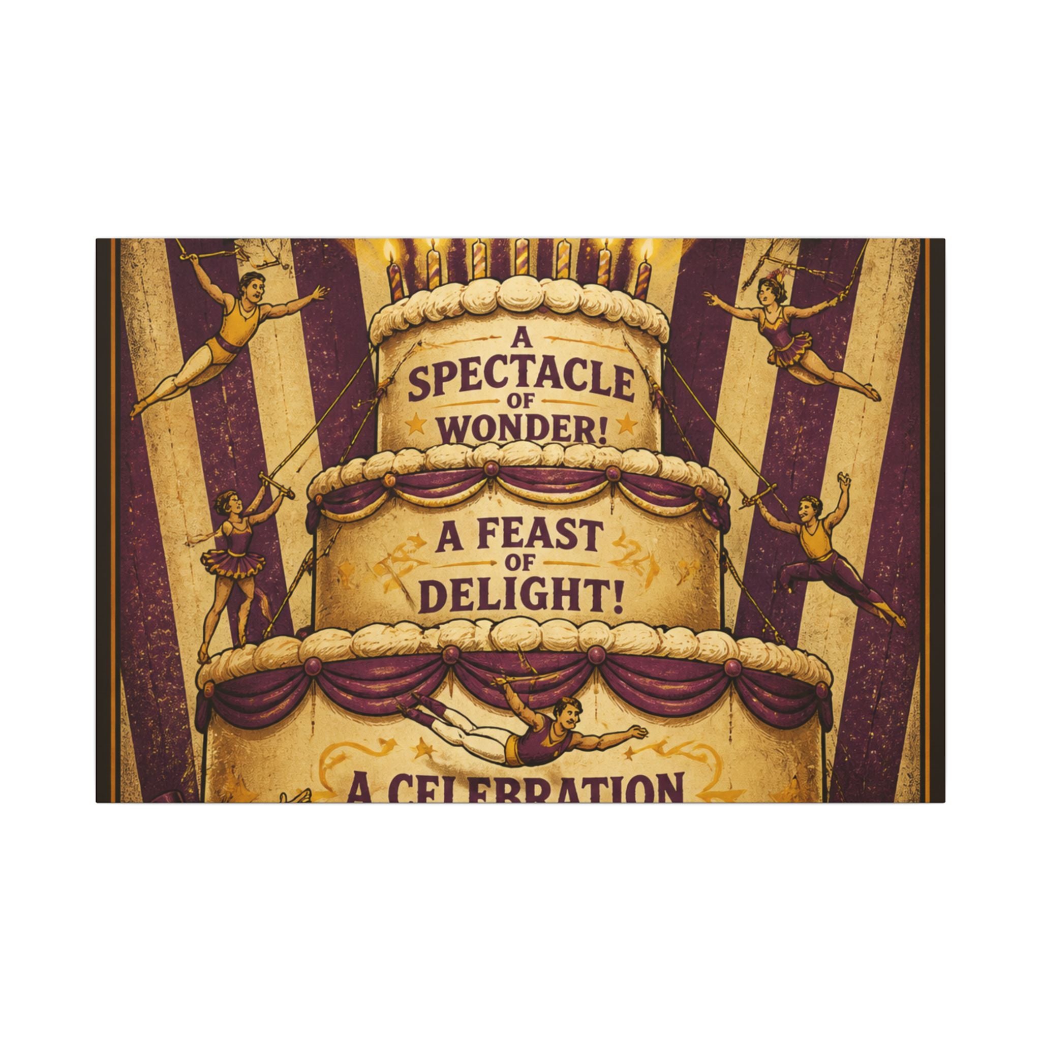 Birthday Cake Trapeze Wall Art Canvas 16×20 Vintage Circus Kitchen Decor Maximalist Print