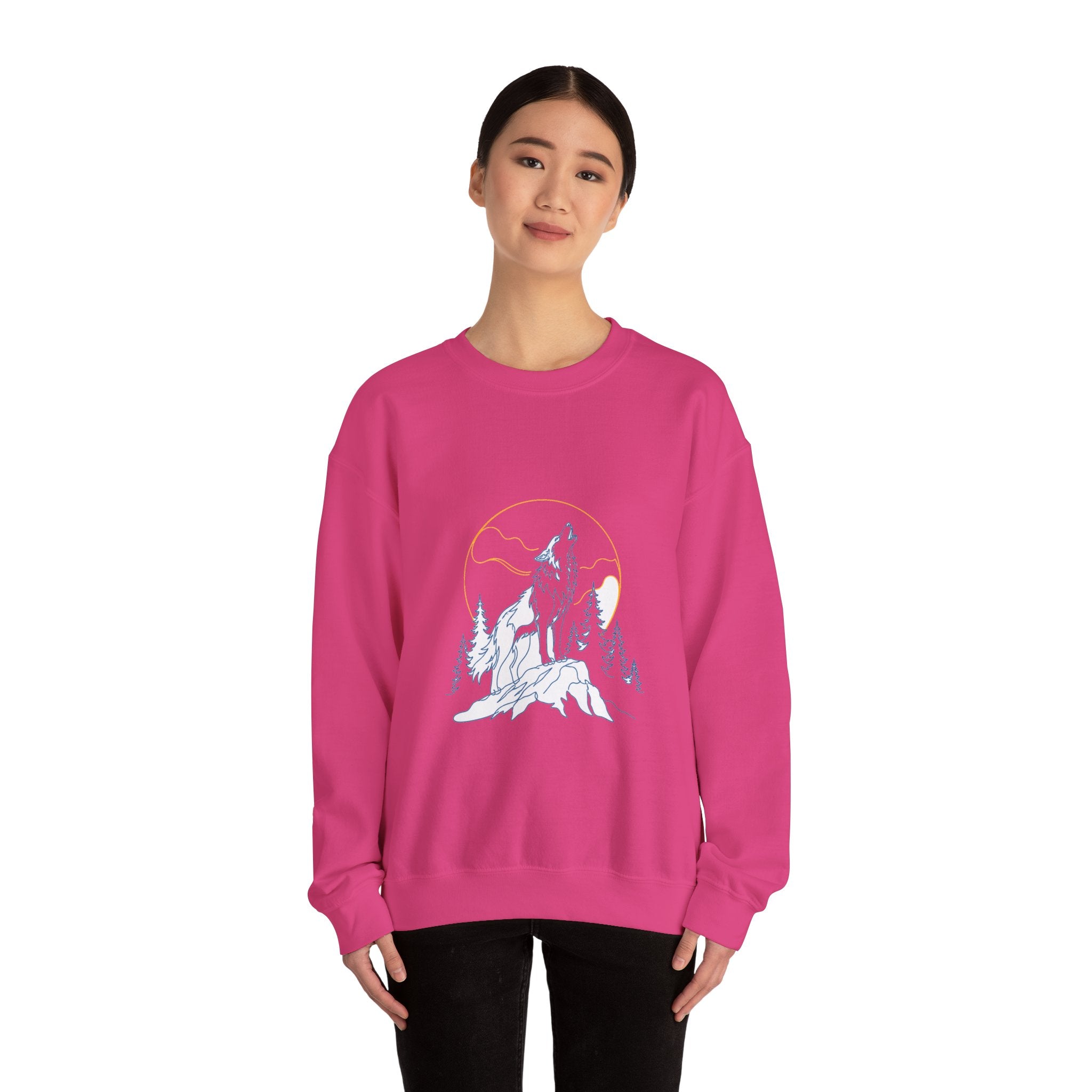 Matching Couple Sweatshirt - Wolf & Dove Matching Couple Crewneck Sweatshirt Minimalist Art His Hers Valentine Gift - Design A