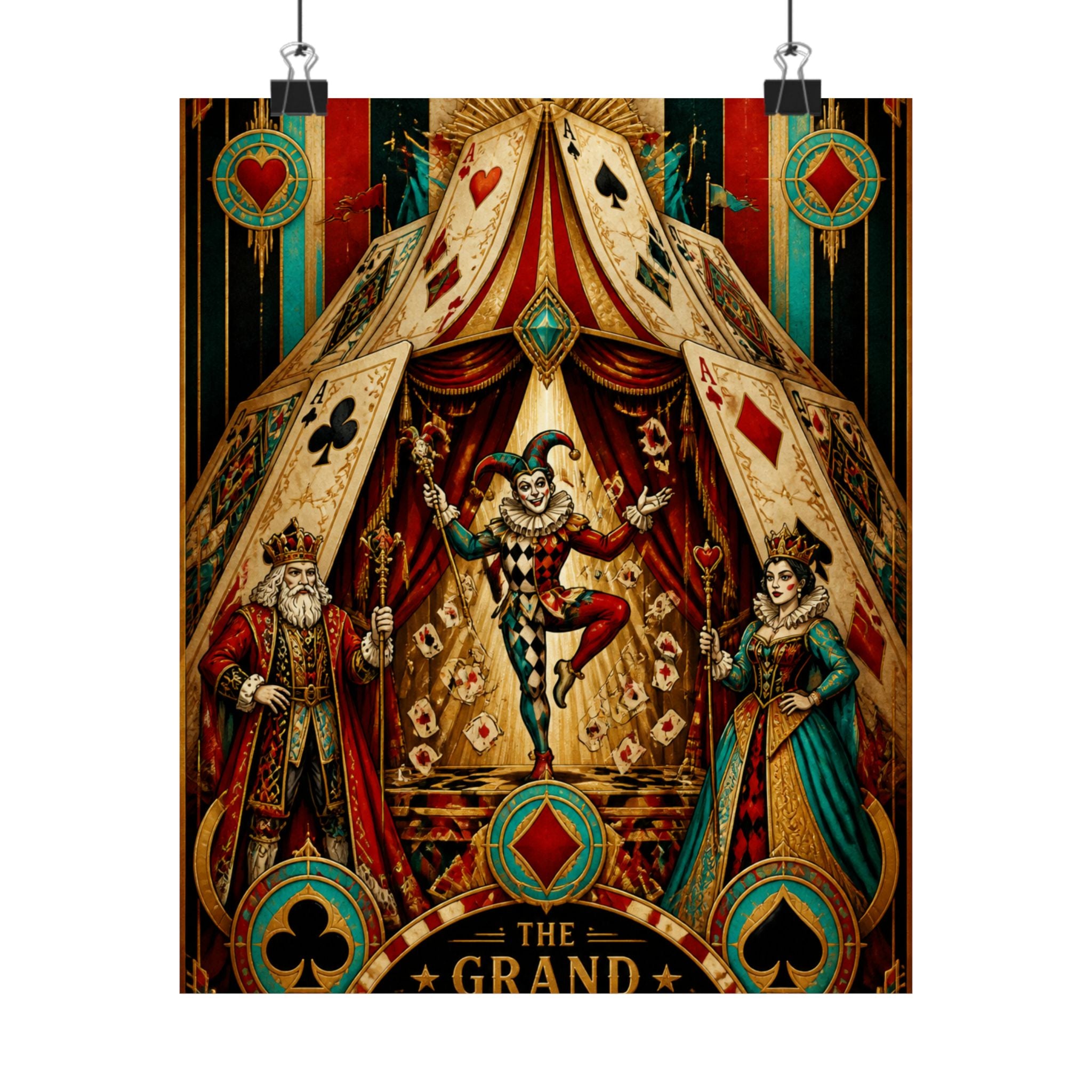 Playing Cards Tent Wall Art Poster 18×24 Art Deco Entryway Decor Maximalist Print