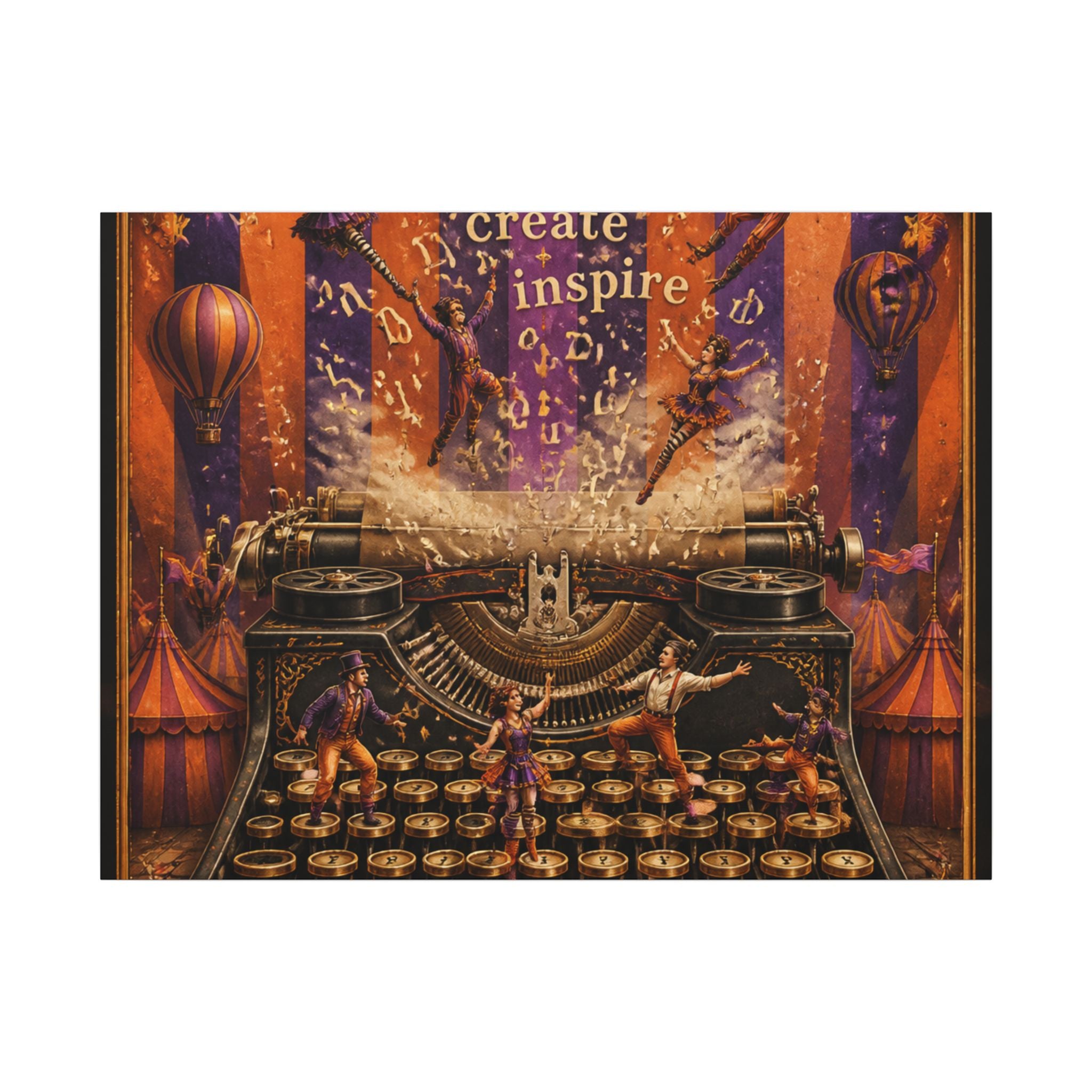Typewriter Flying Letters Wall Art Canvas 24×36 Baroque Studio Decor Maximalist Print
