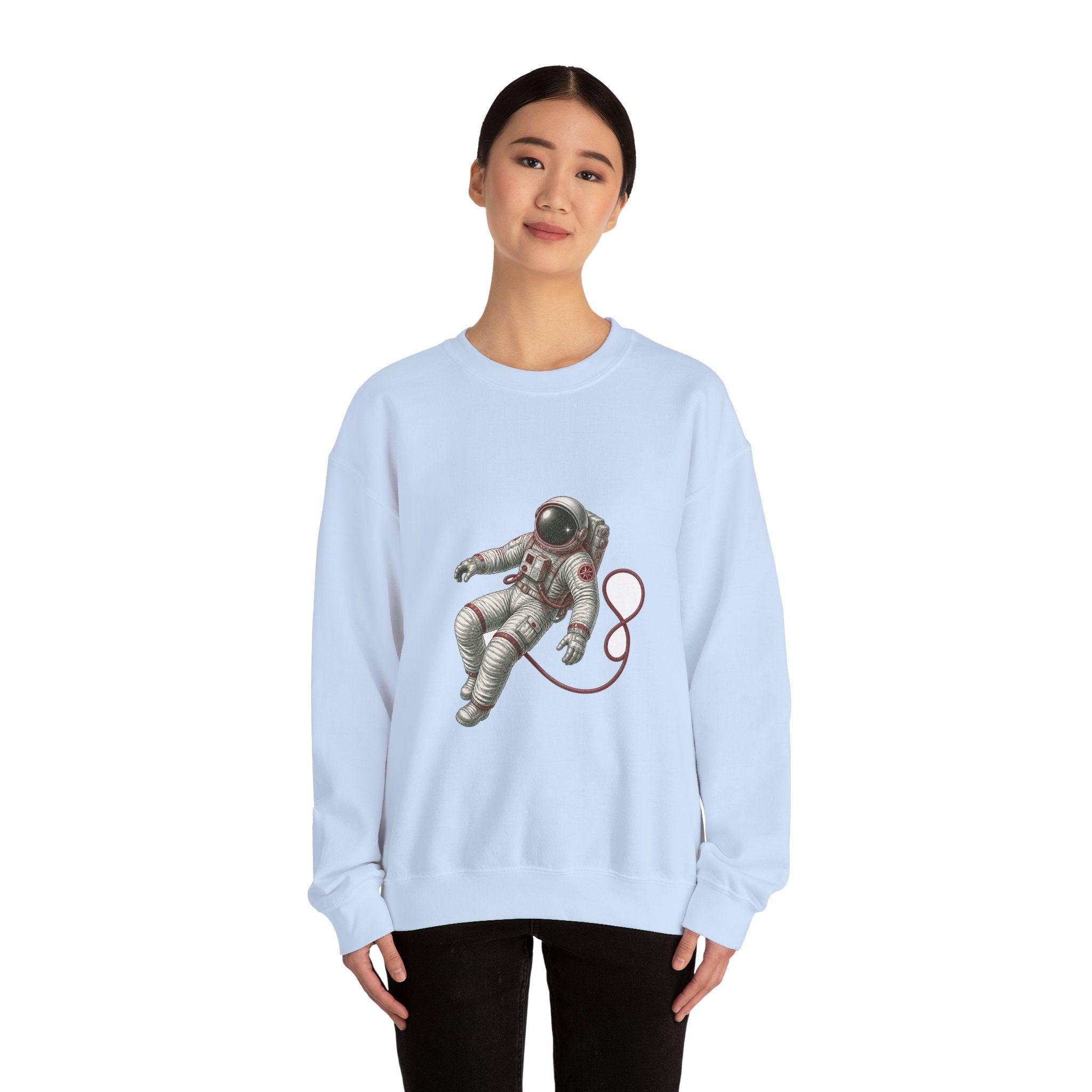 Matching Couple Sweatshirt - Astronaut & Planet Matching Couple Crewneck Sweatshirt Vintage Art His Hers Wedding Gift - Design A