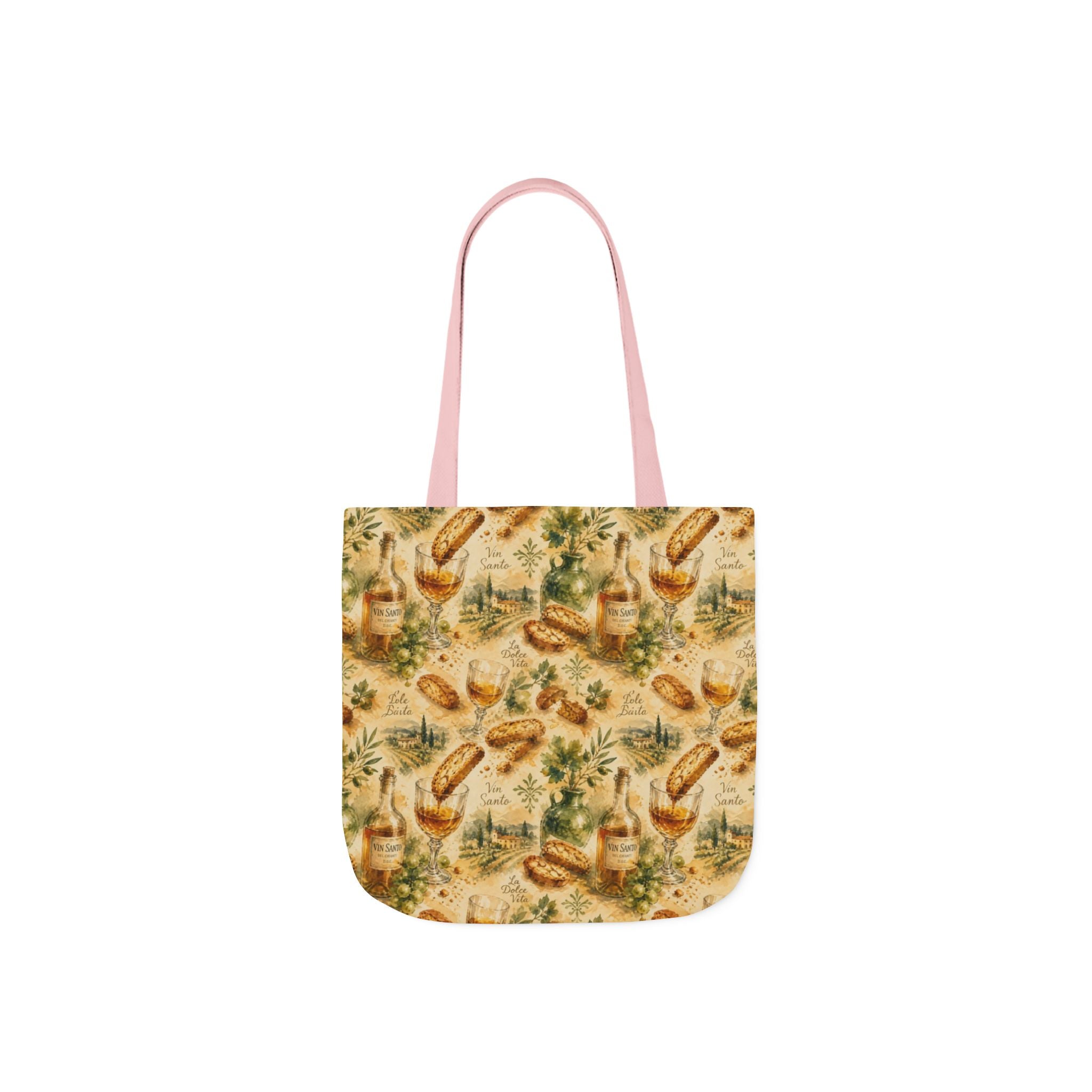 Biscotti & Vin Santo Canvas Tote Bag Mediterranean Kitchen Watercolor Splash Design Italian Cottagecore Gift