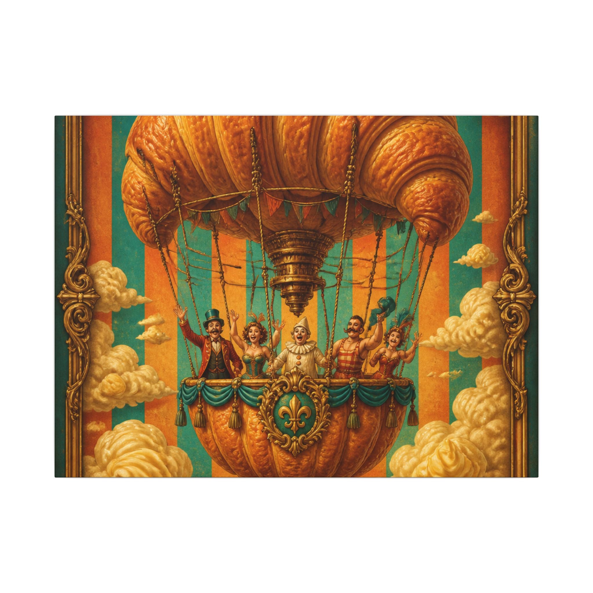 Croissant Hot Air Balloon Wall Art Canvas 24×36 Baroque Studio Decor Maximalist Print