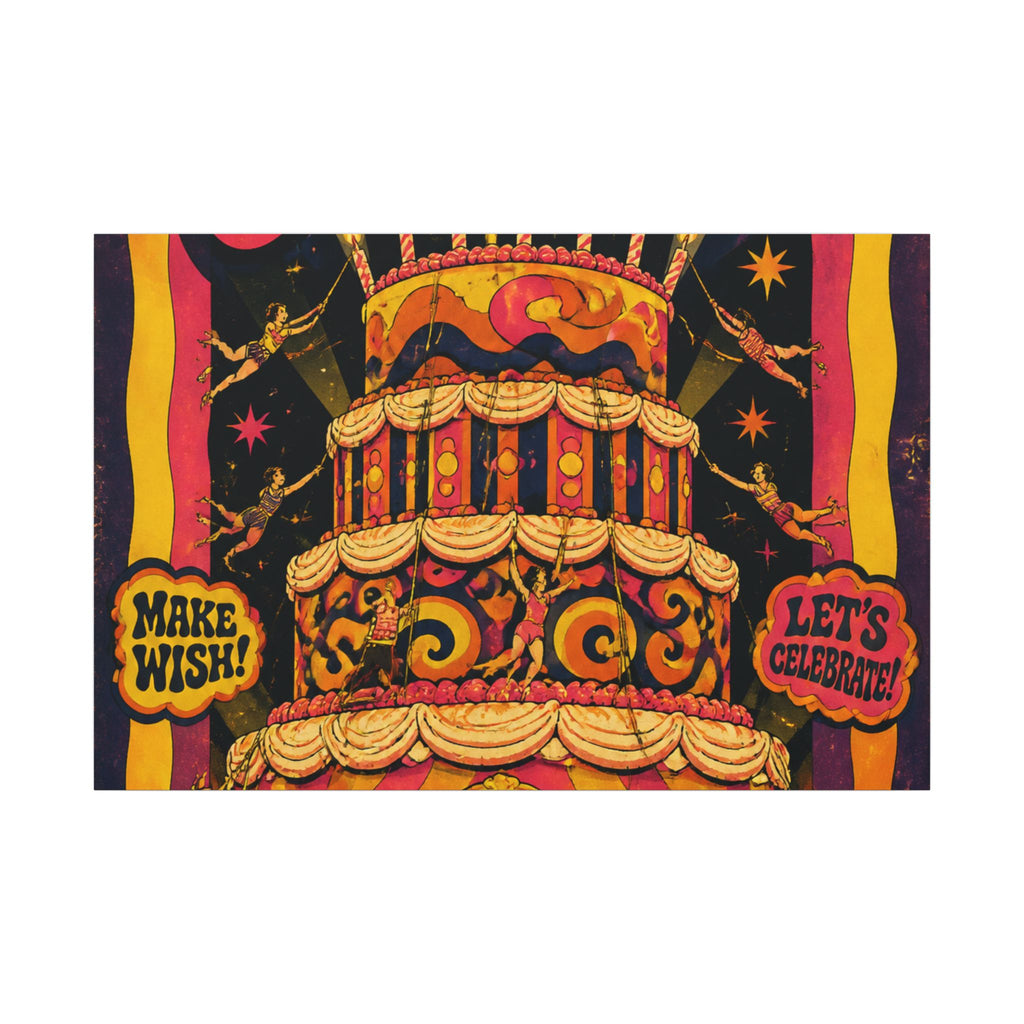 Birthday Cake Trapeze Wall Art Canvas 16×20 Psychedelic Cafe Decor Maximalist Print
