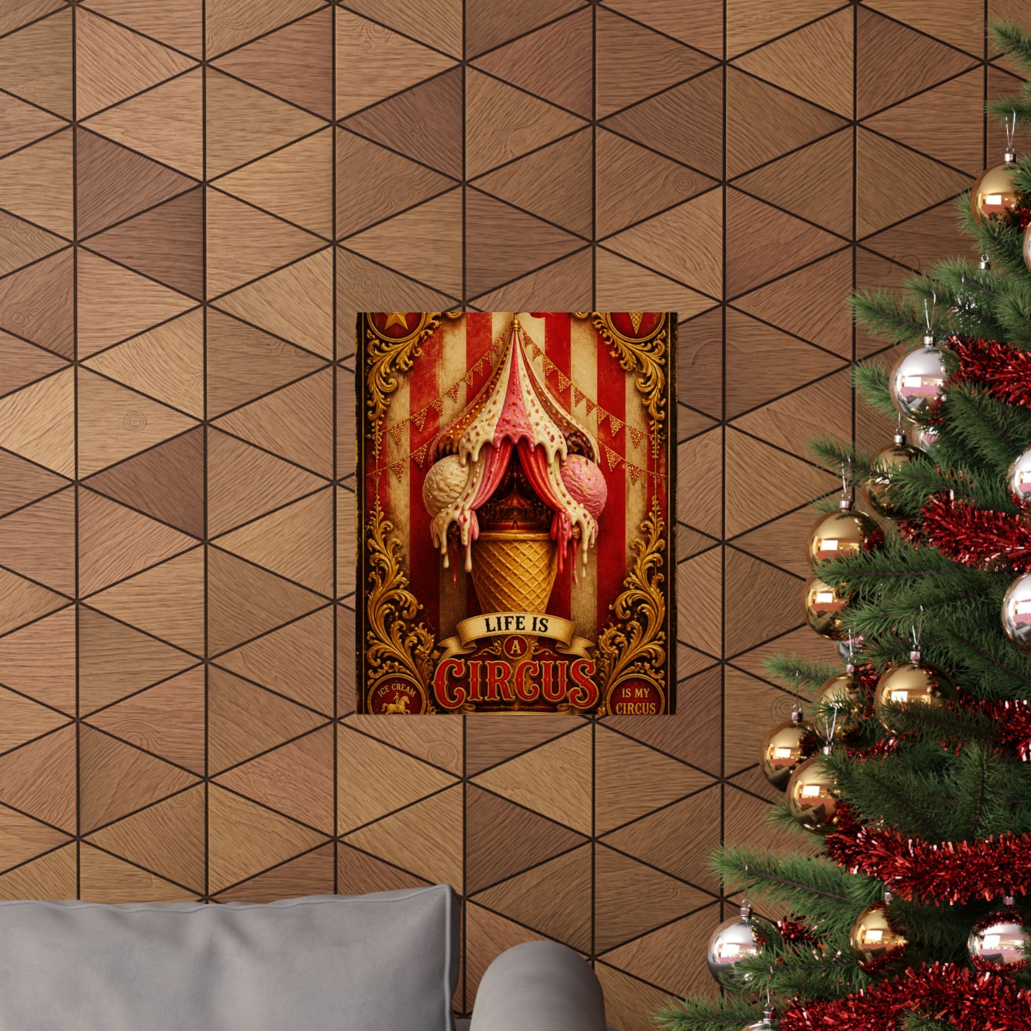 Ice Cream Cone Circus Tent Wall Art Poster 18×24 Baroque Home Office Decor Maximalist Print