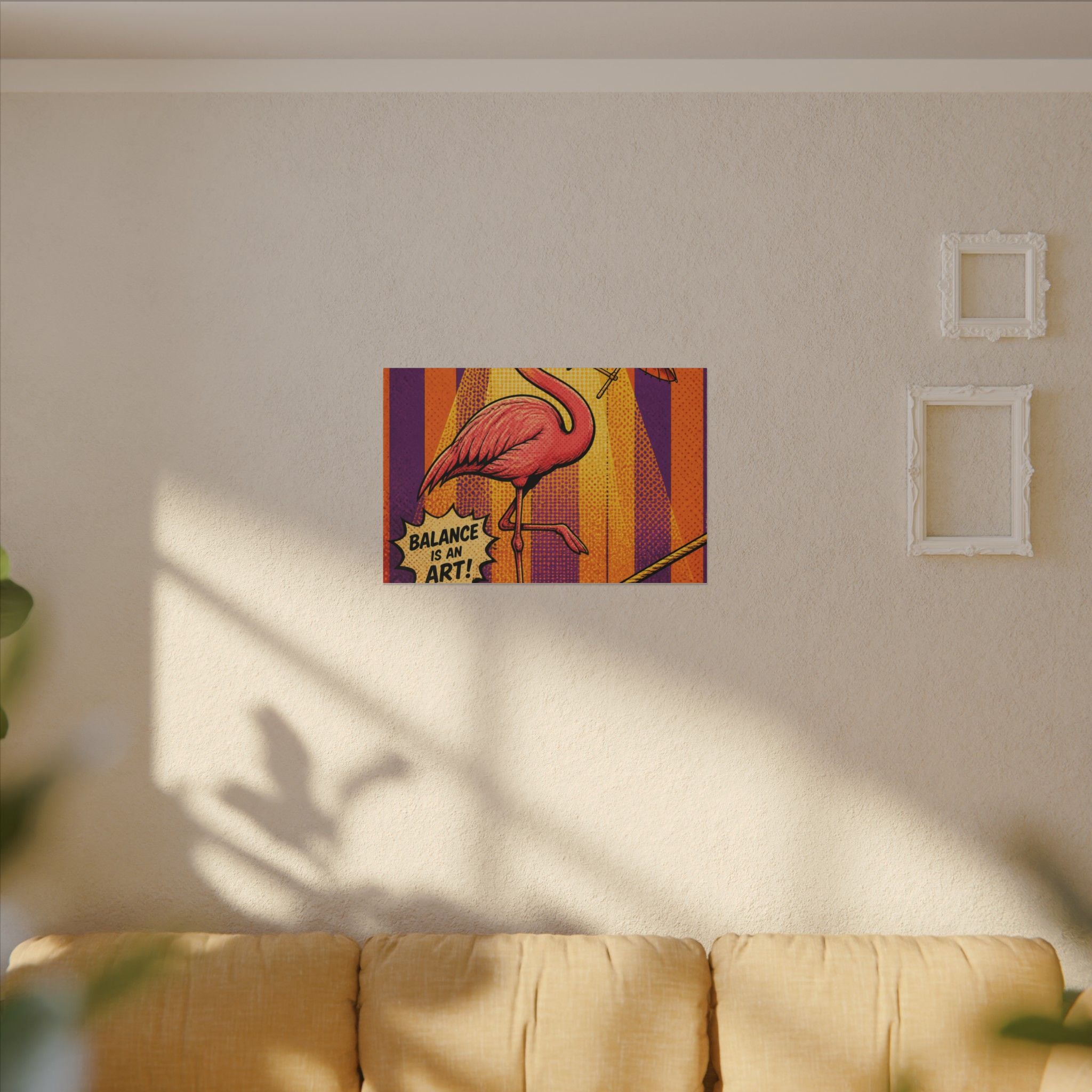 Flamingo Tightrope Wall Art Canvas 24×36 Pop Art Restaurant Decor Maximalist Print